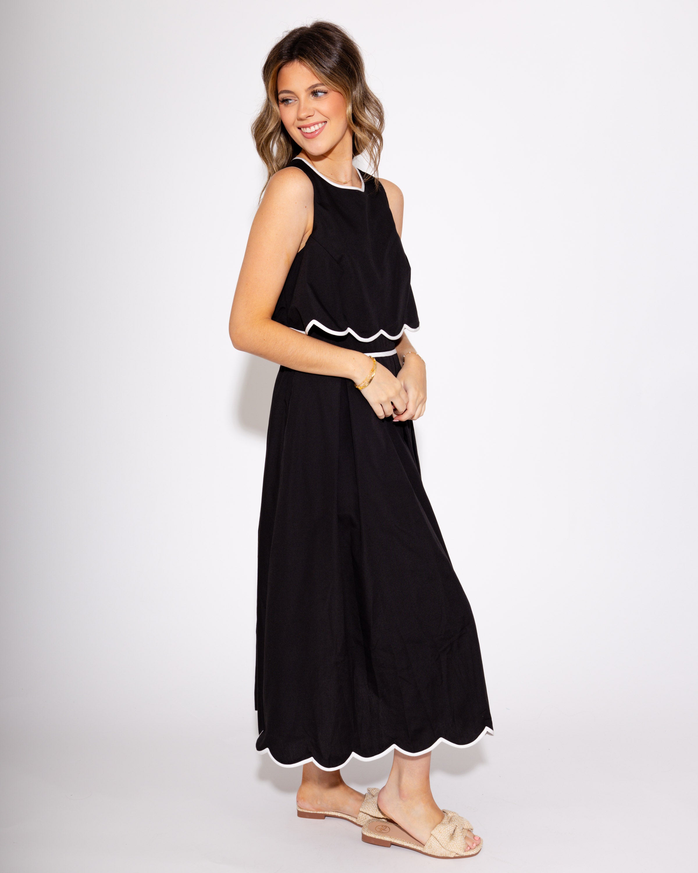 Black Scalloped Serenade Dress