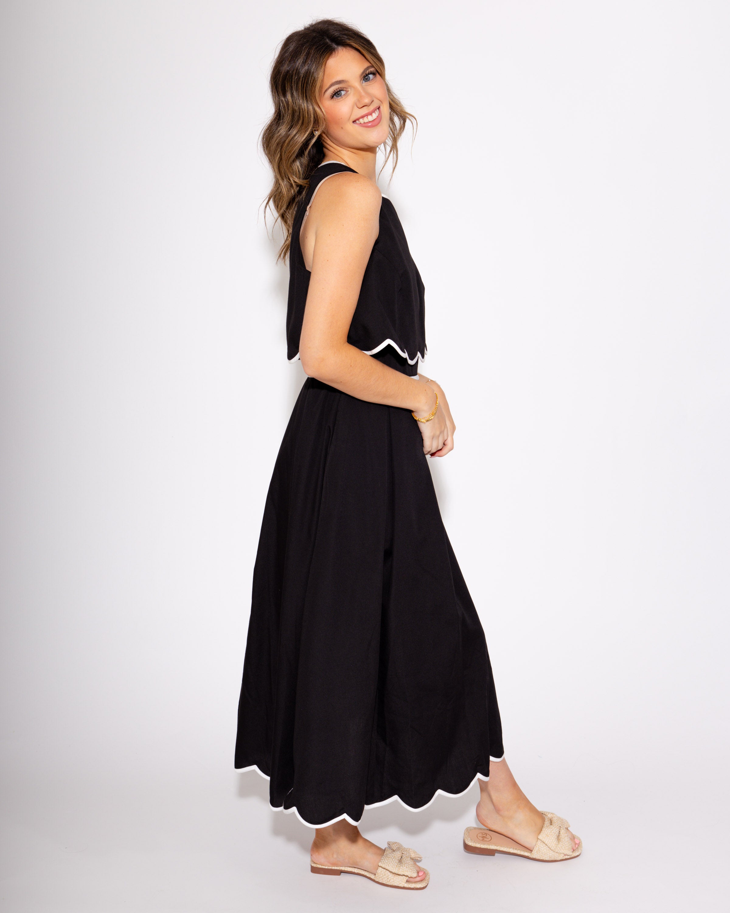 Black Scalloped Serenade Dress