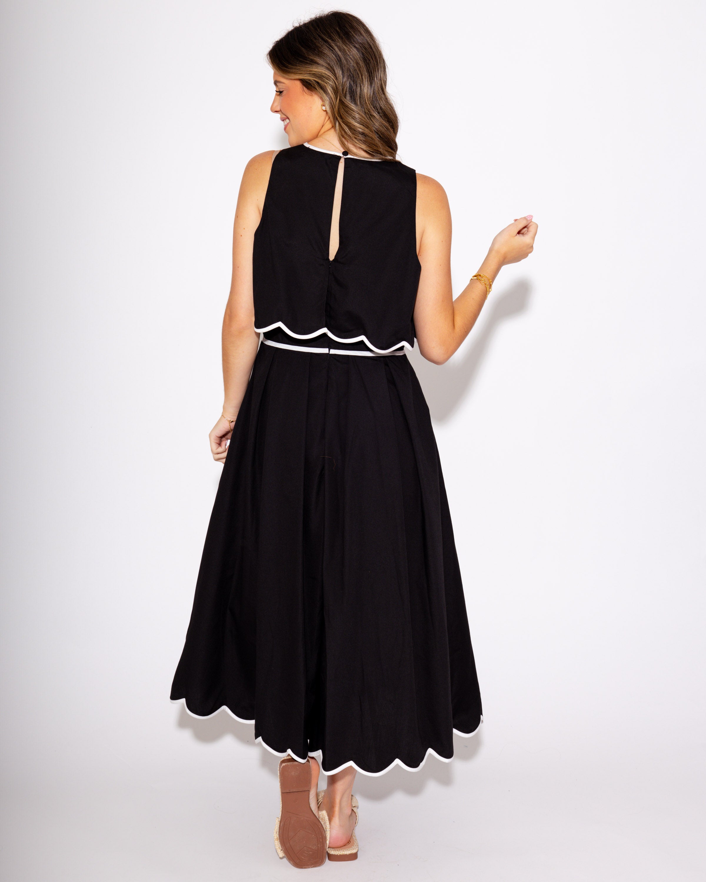 Black Scalloped Serenade Dress