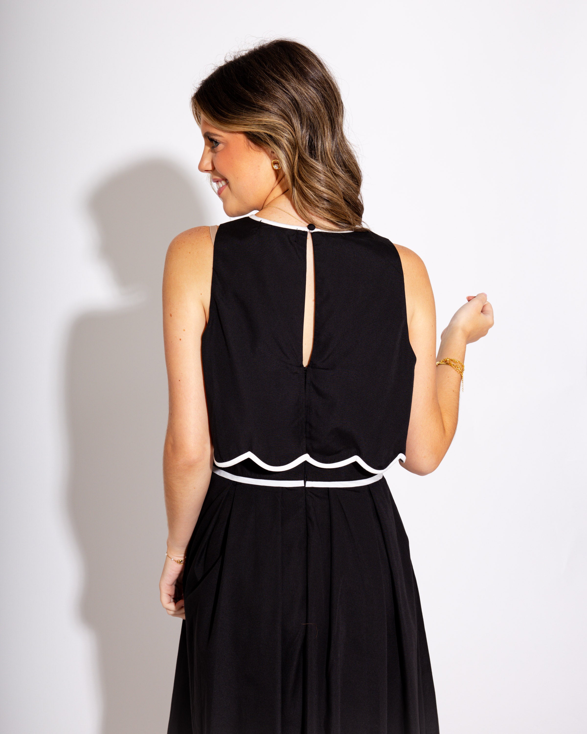 Black Scalloped Serenade Dress