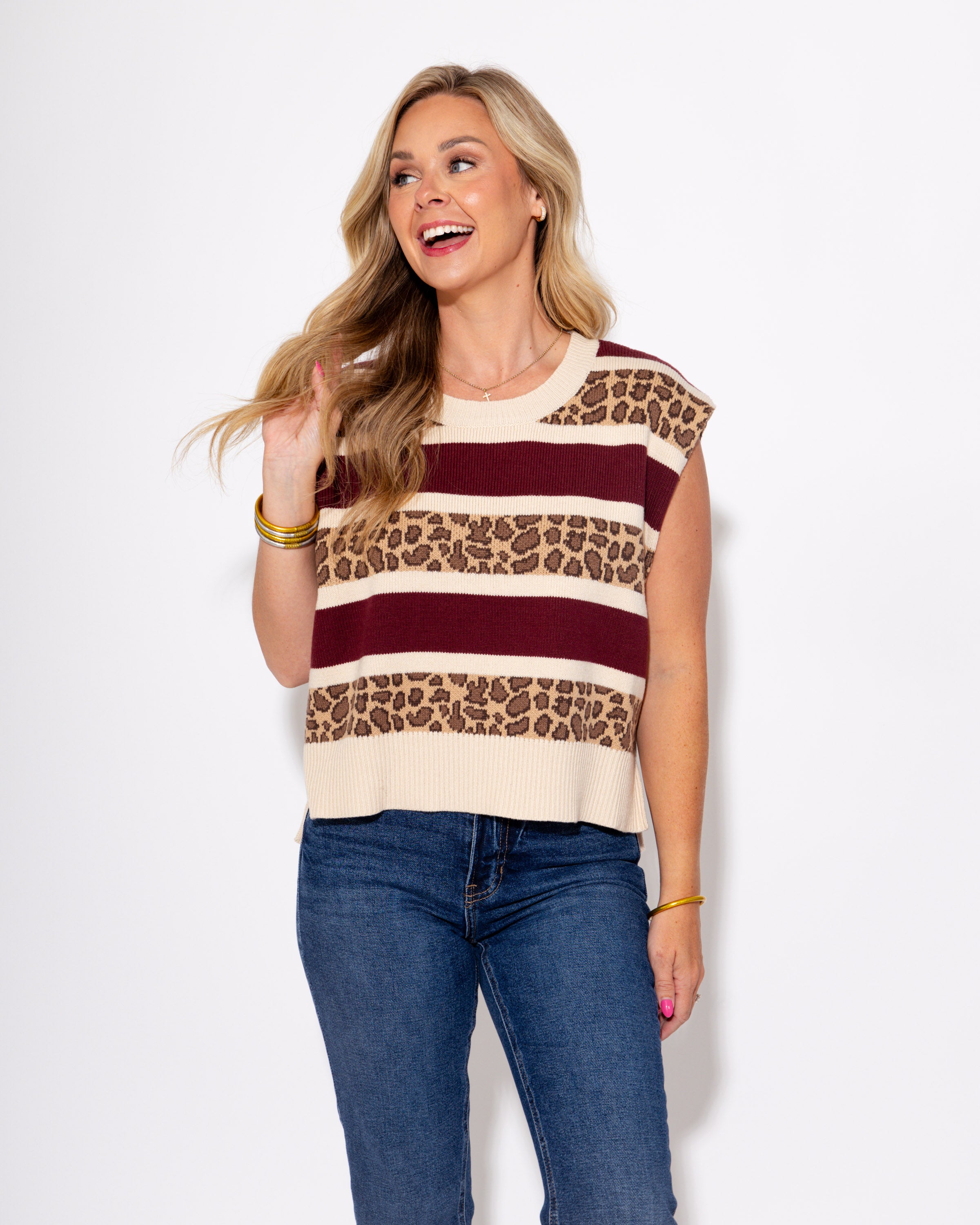 Wild Stripes Pullover in Plum