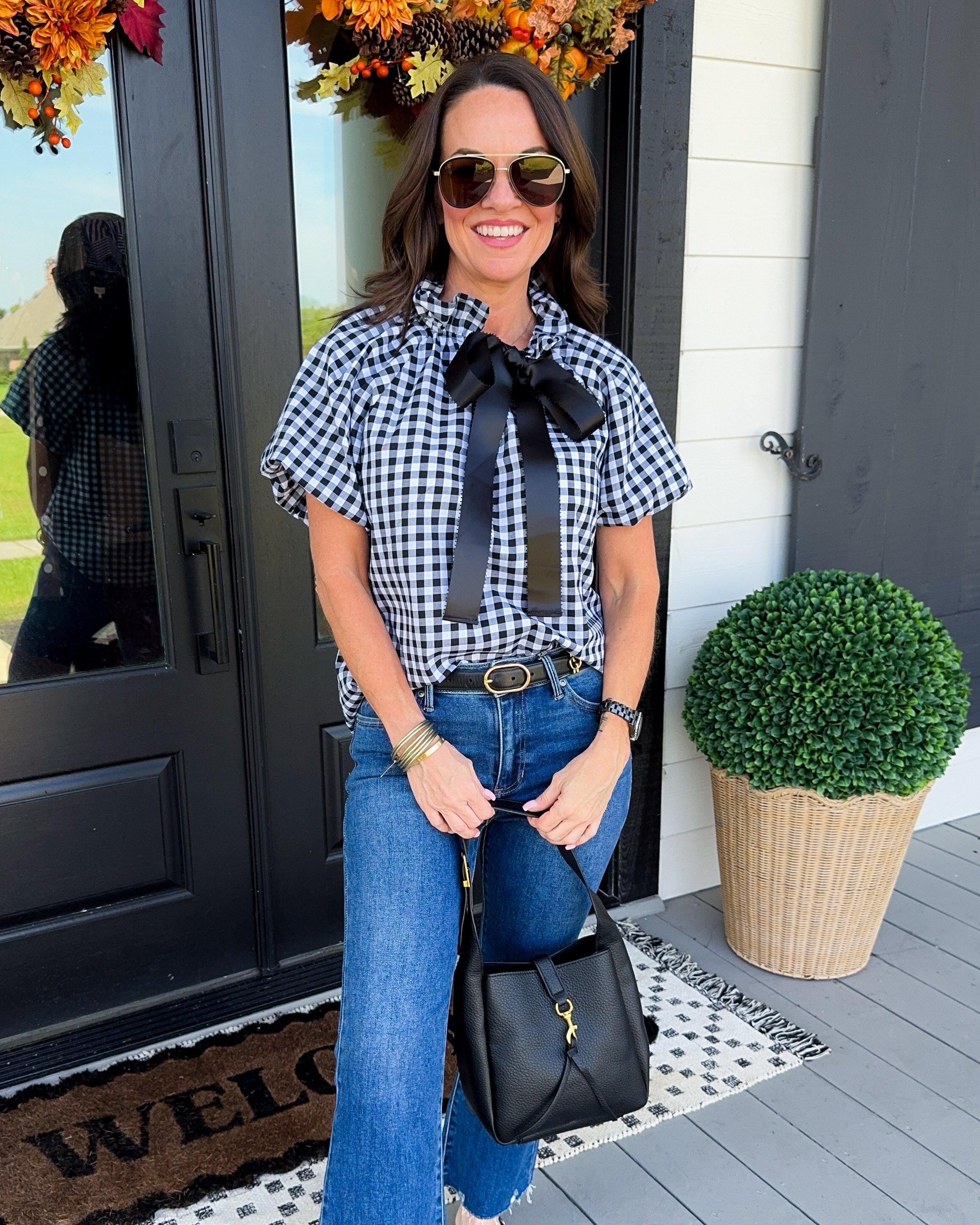 Classic Gingham Bow Tie Top