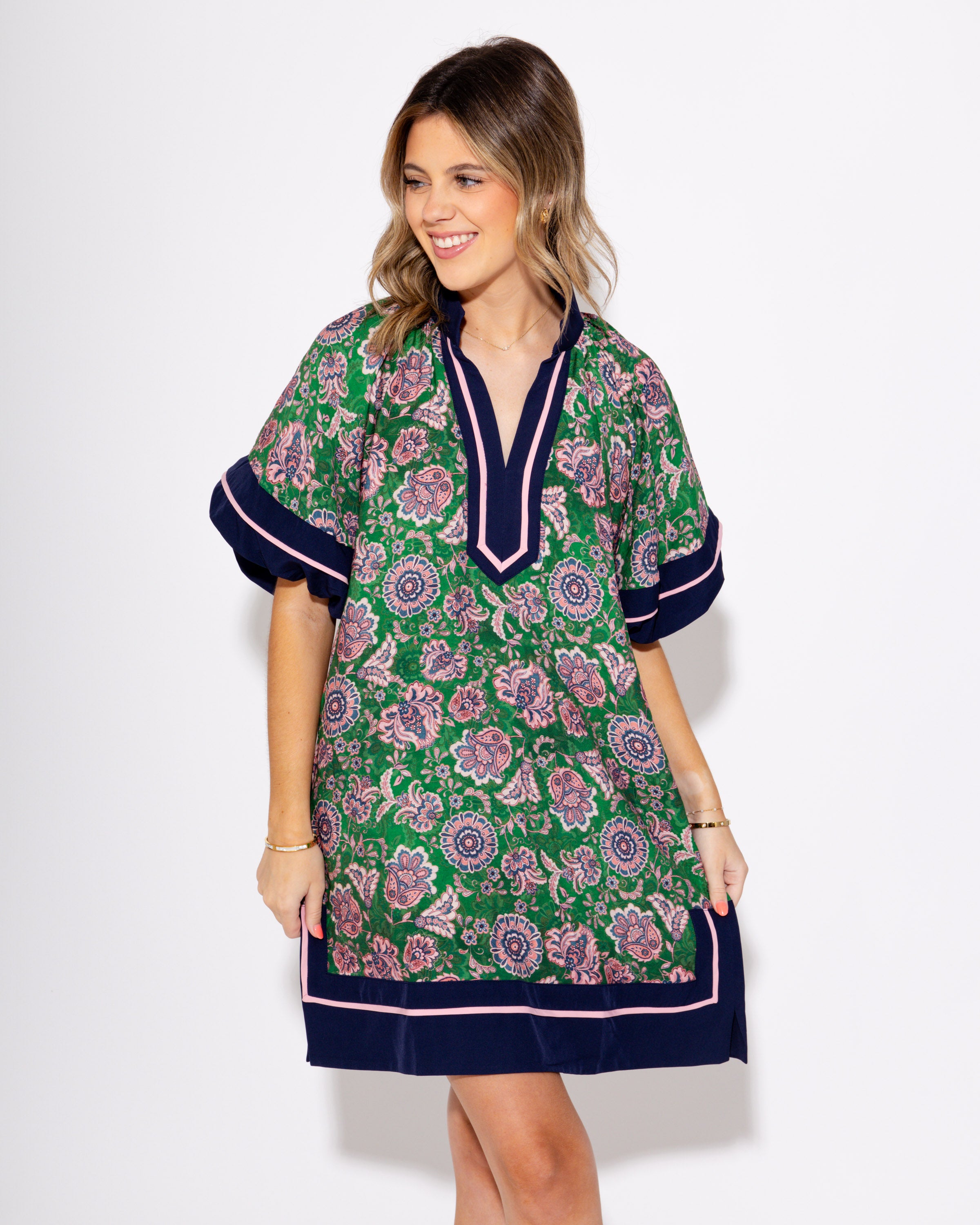 Paisley Petal High Neck Mini Dress