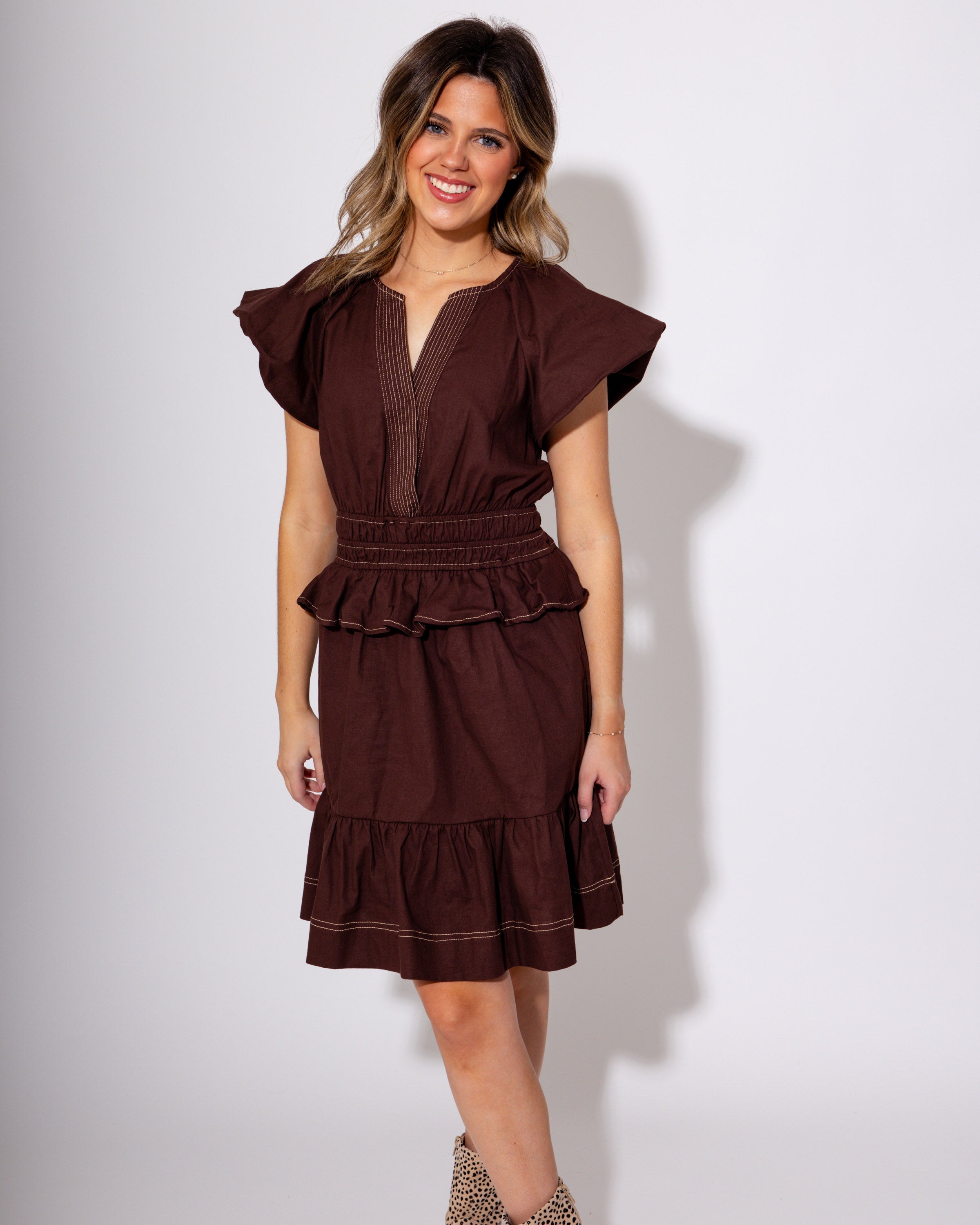 Cinched & Sweet Ruffle Dress