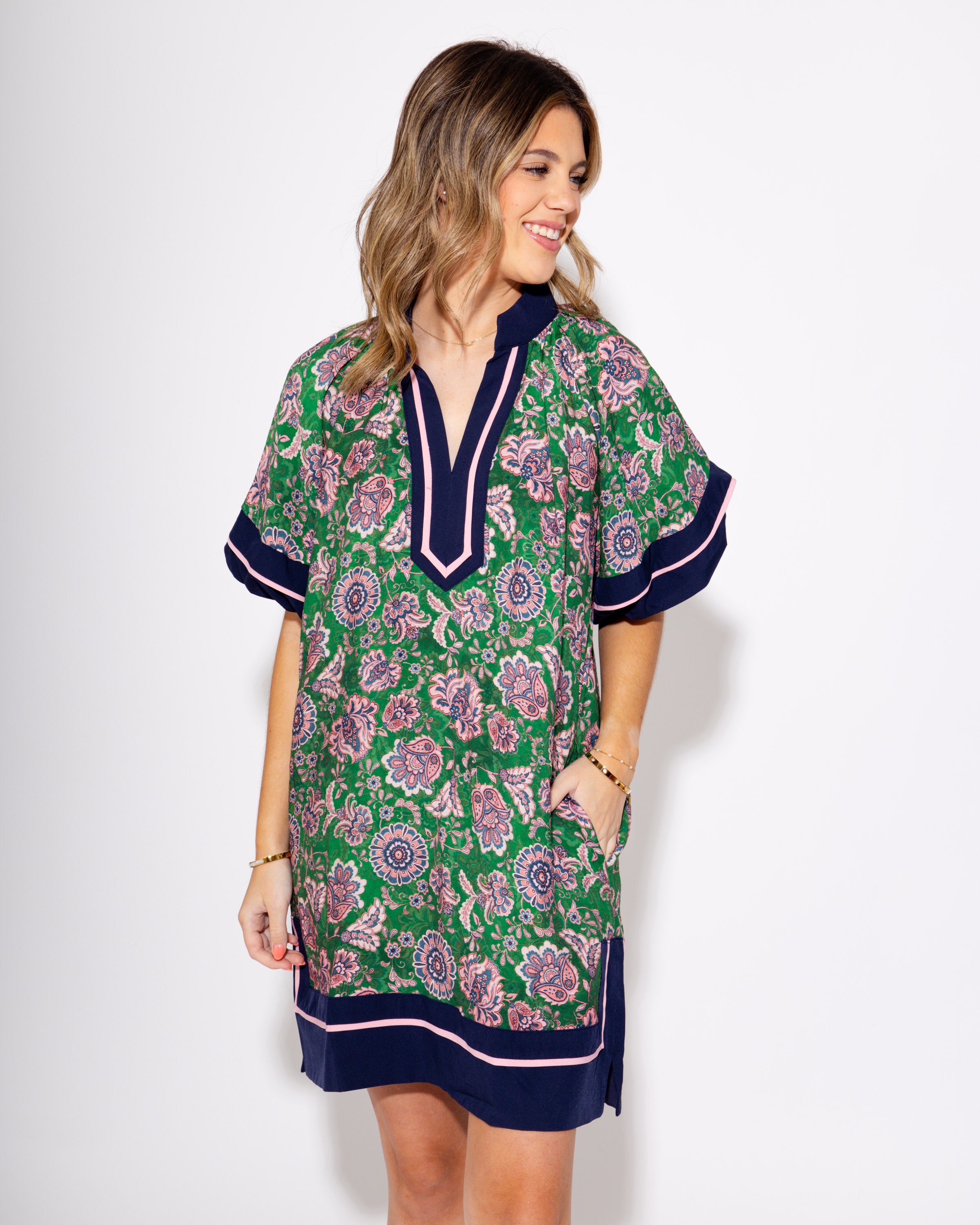 Paisley Petal High Neck Mini Dress