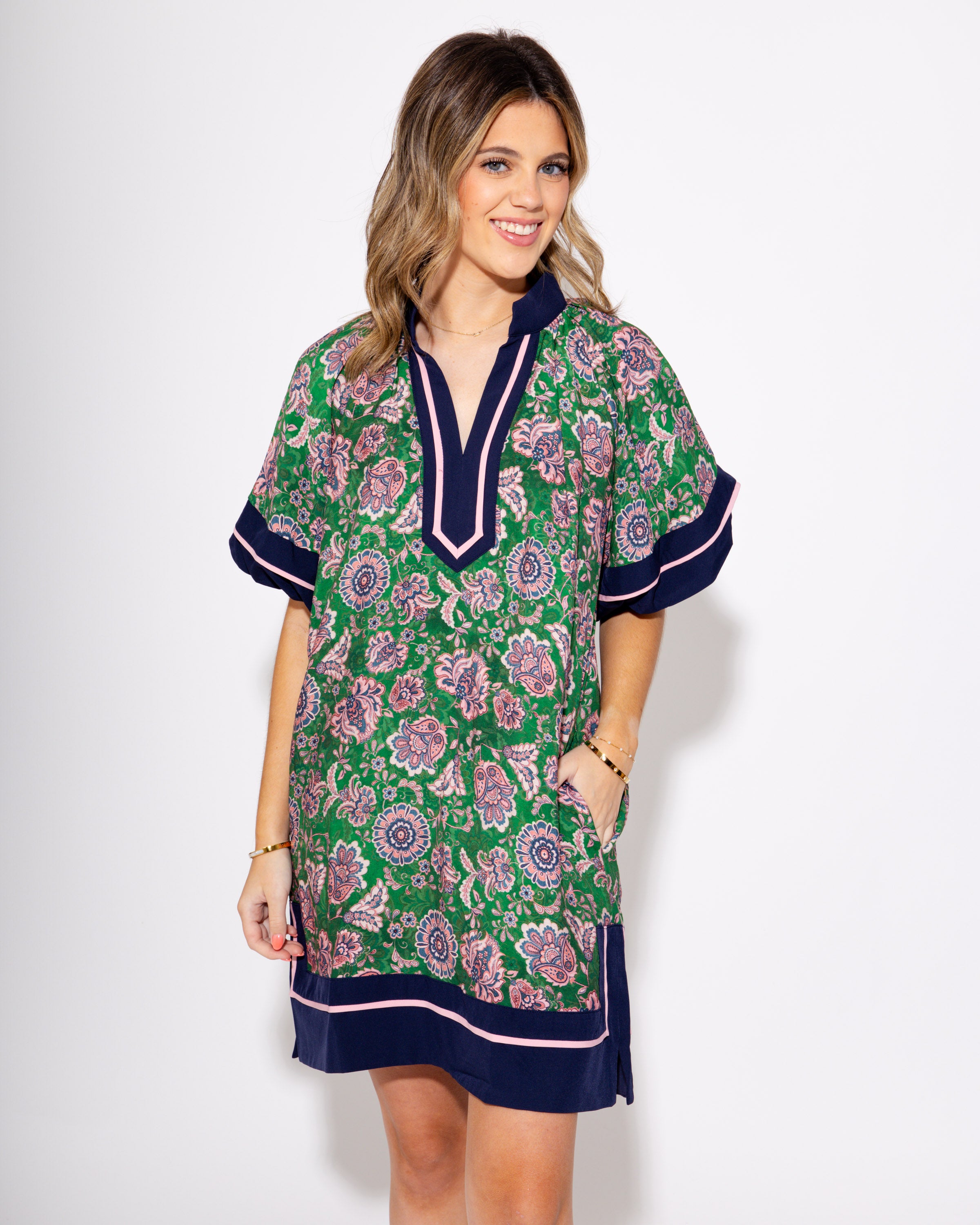 Paisley Petal High Neck Mini Dress