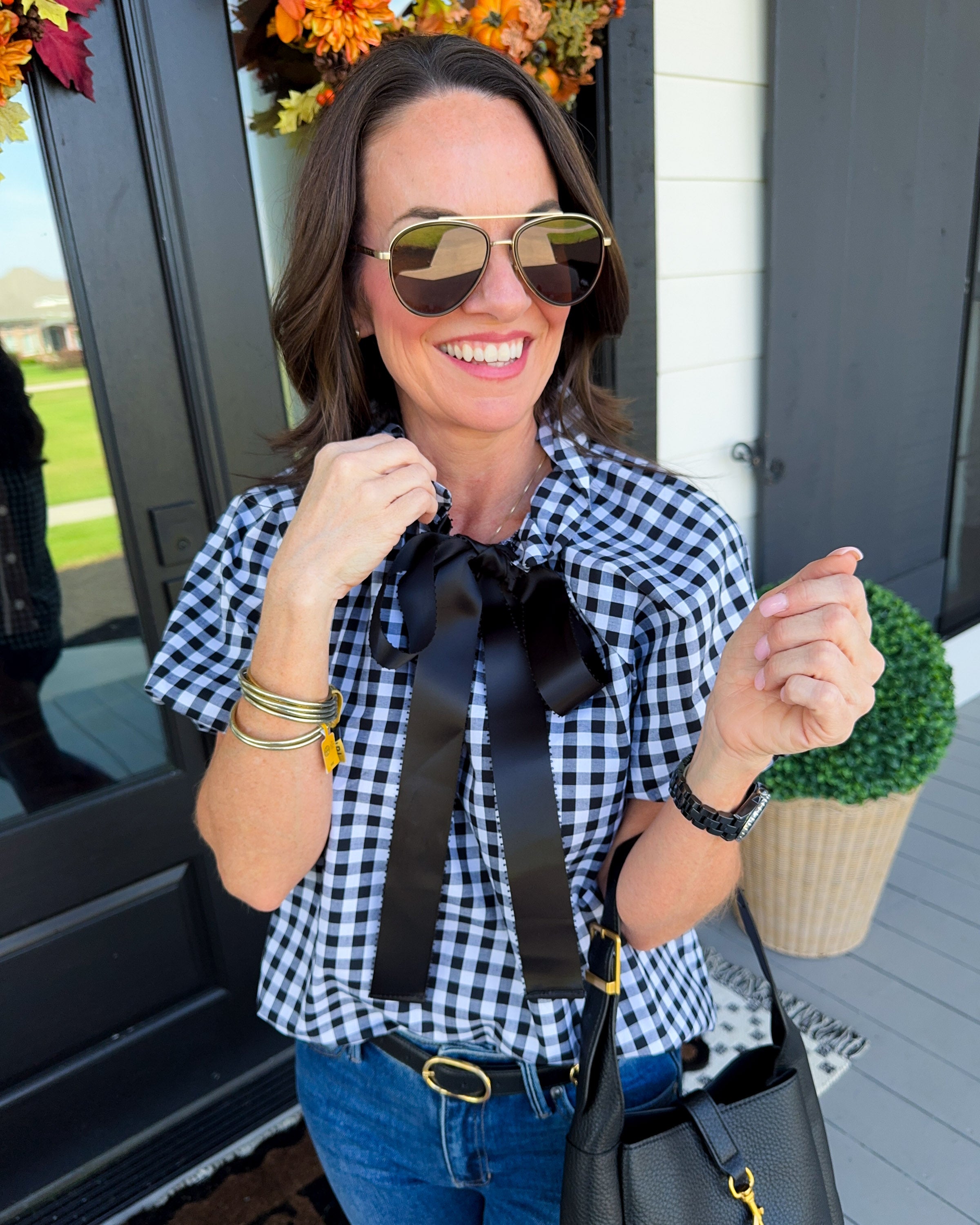 Classic Gingham Bow Tie Top