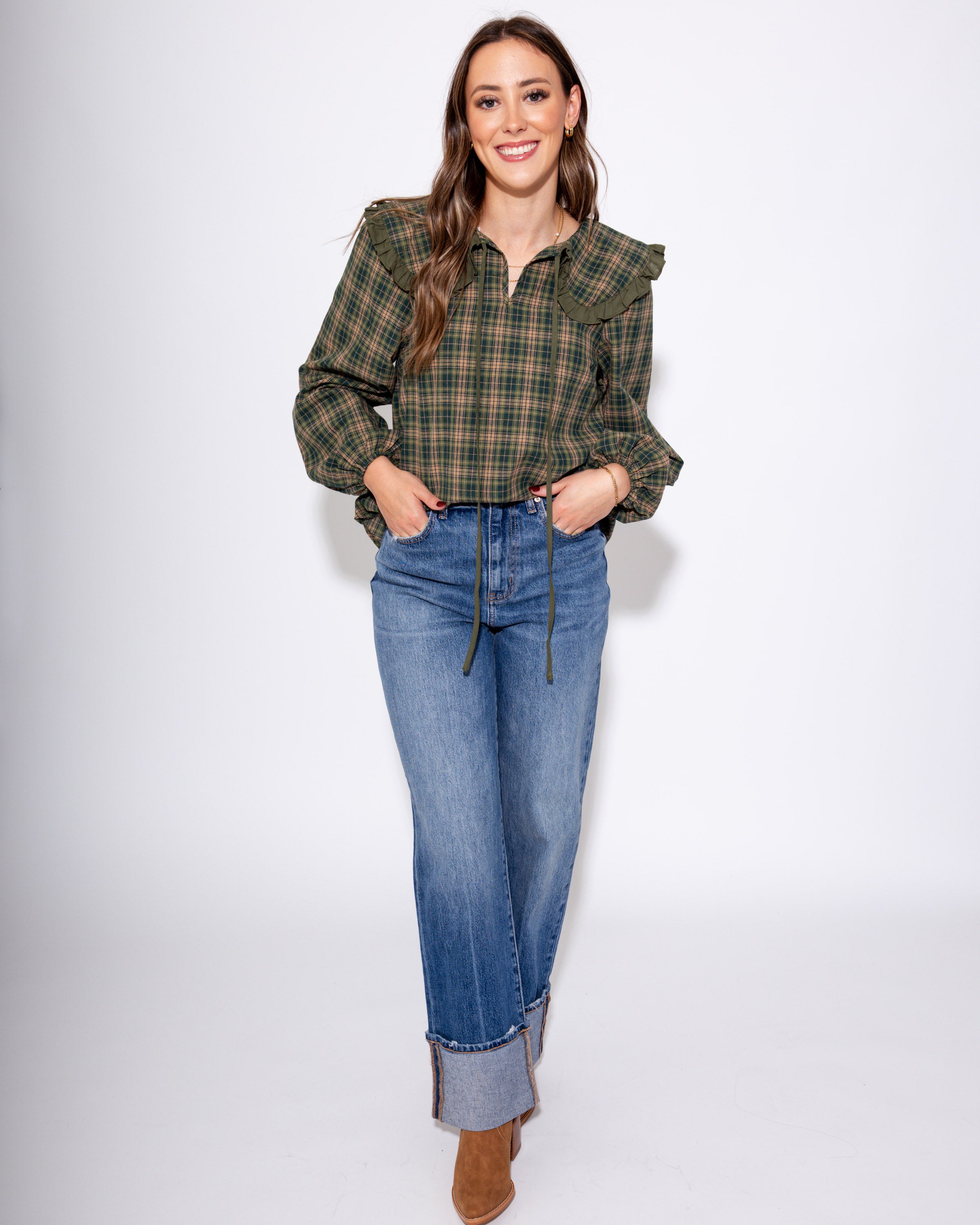 Sweet Plaid Ruffle Top