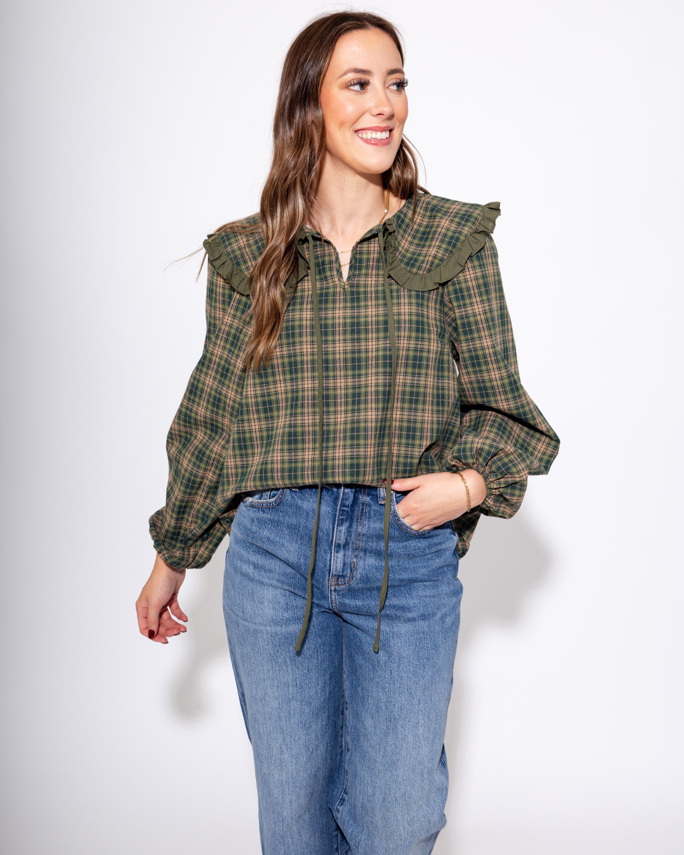 Sweet Plaid Ruffle Top