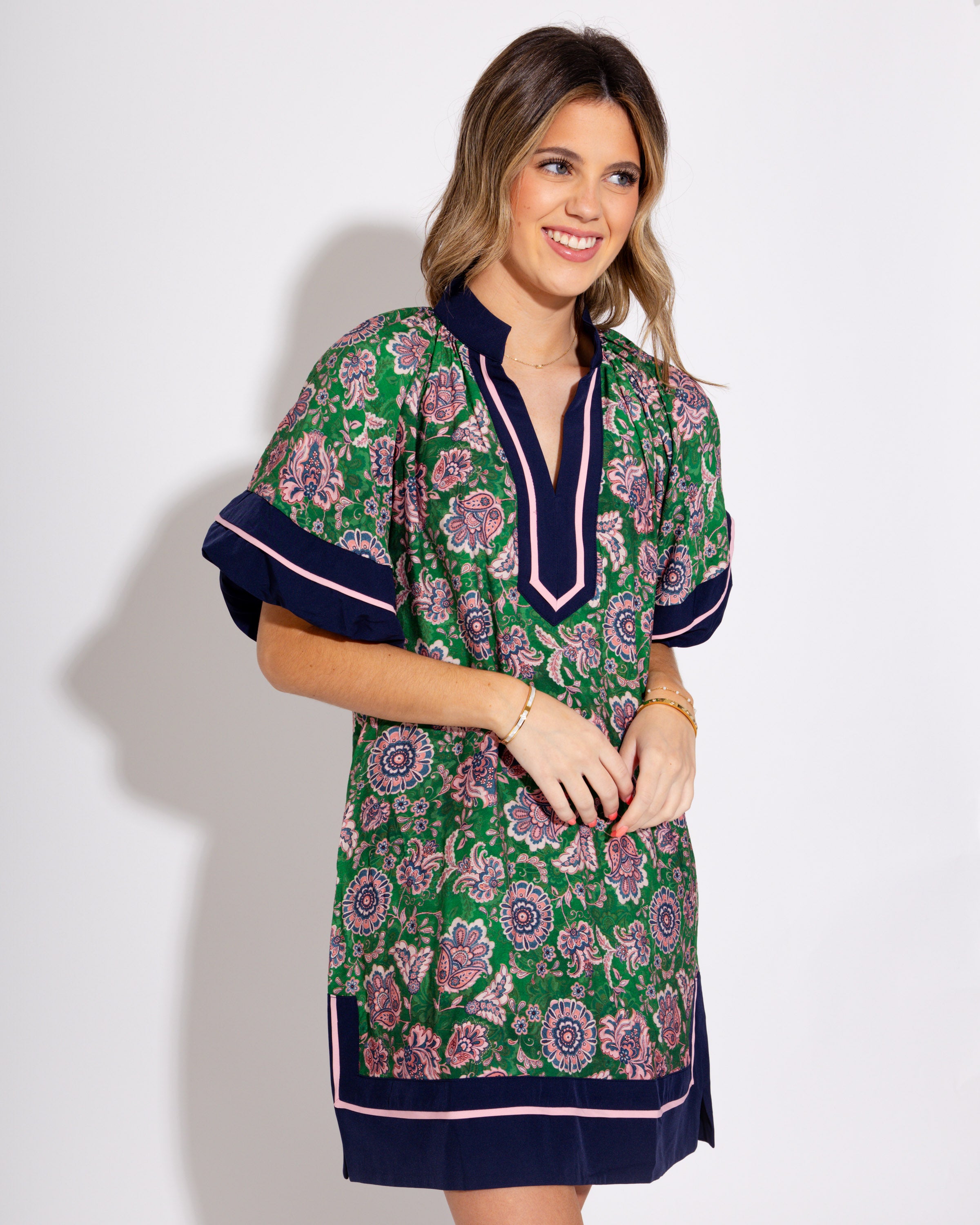 Paisley Petal High Neck Mini Dress