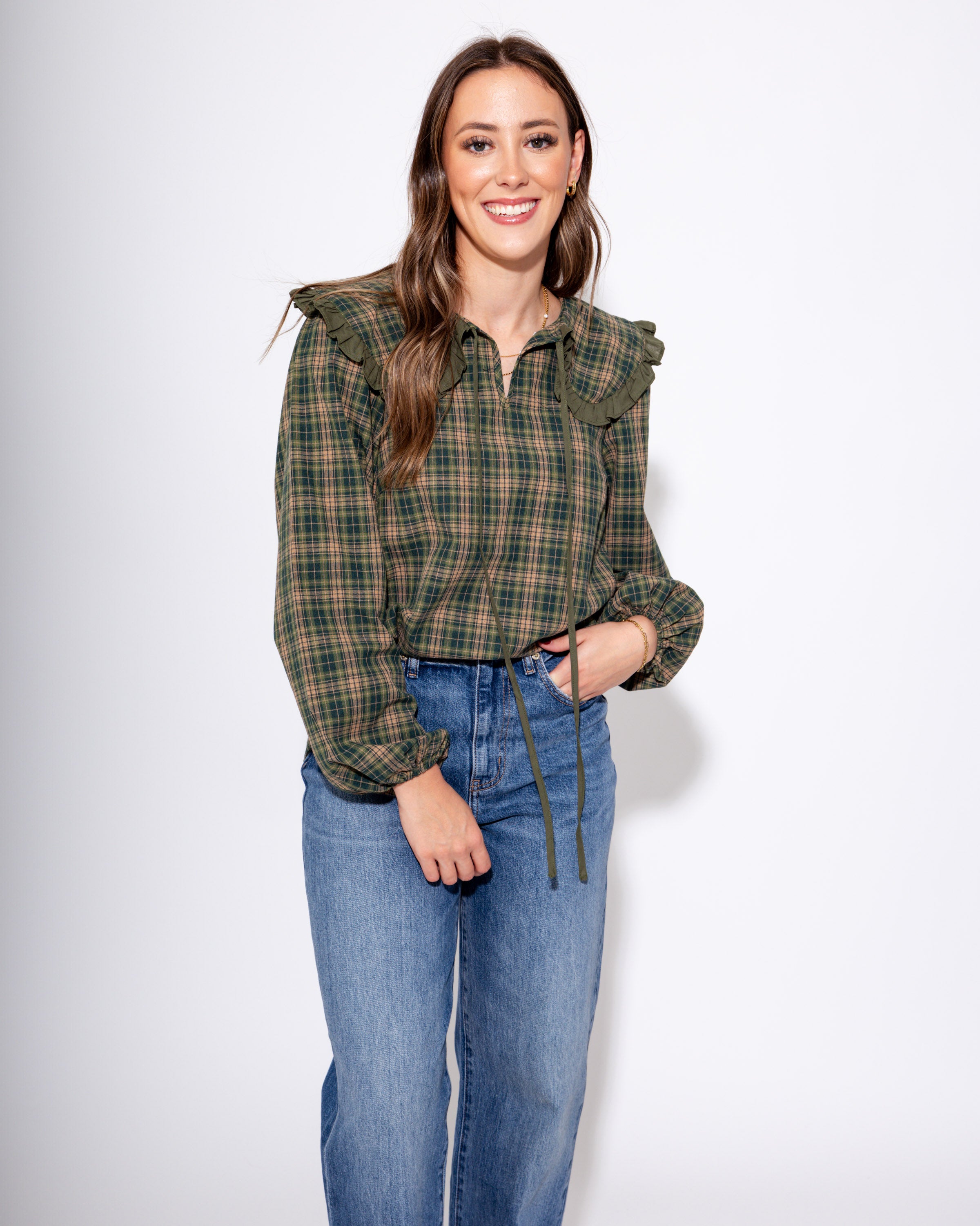 Sweet Plaid Ruffle Top