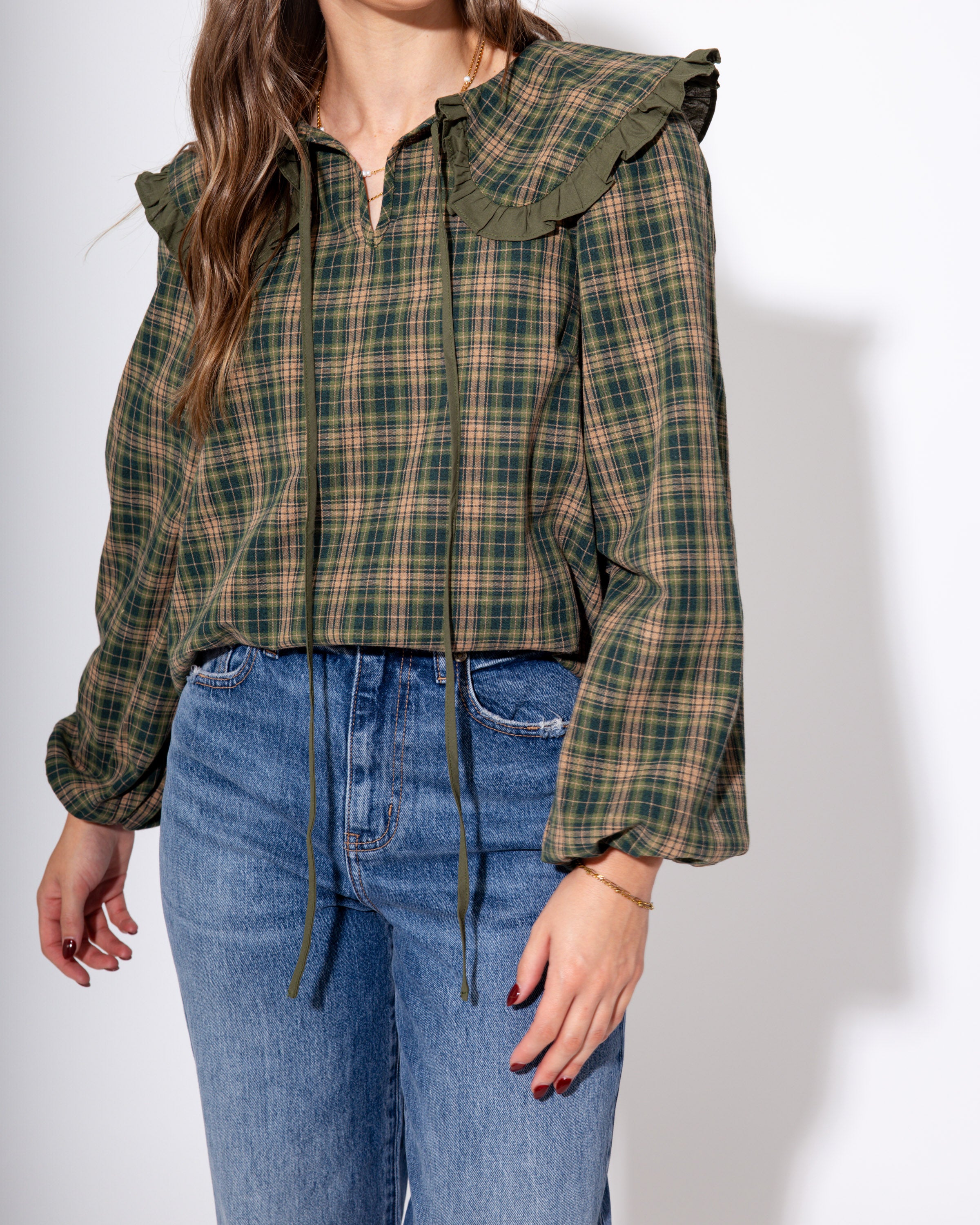 Sweet Plaid Ruffle Top