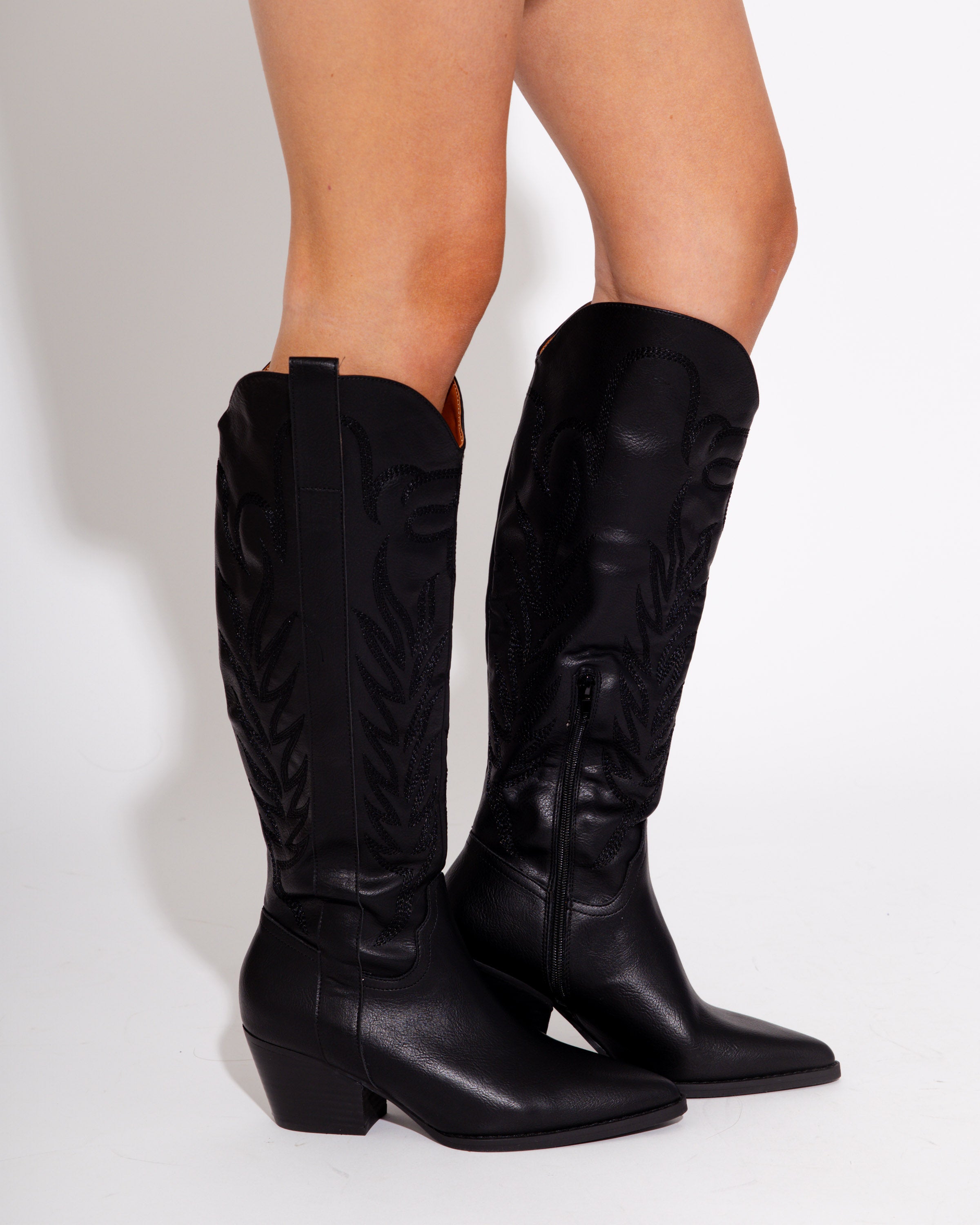 The Samara Black Western Tall Boot