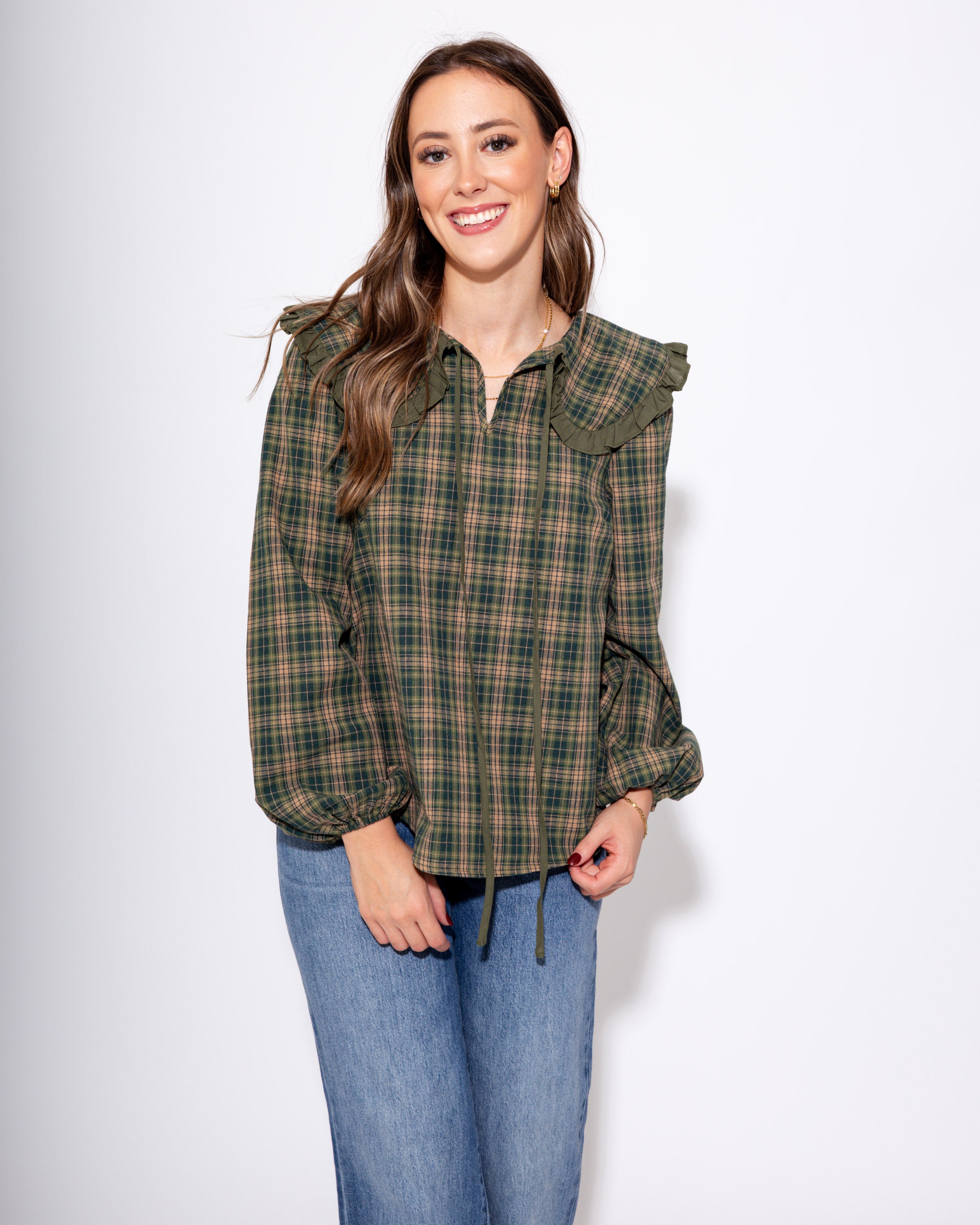 Sweet Plaid Ruffle Top
