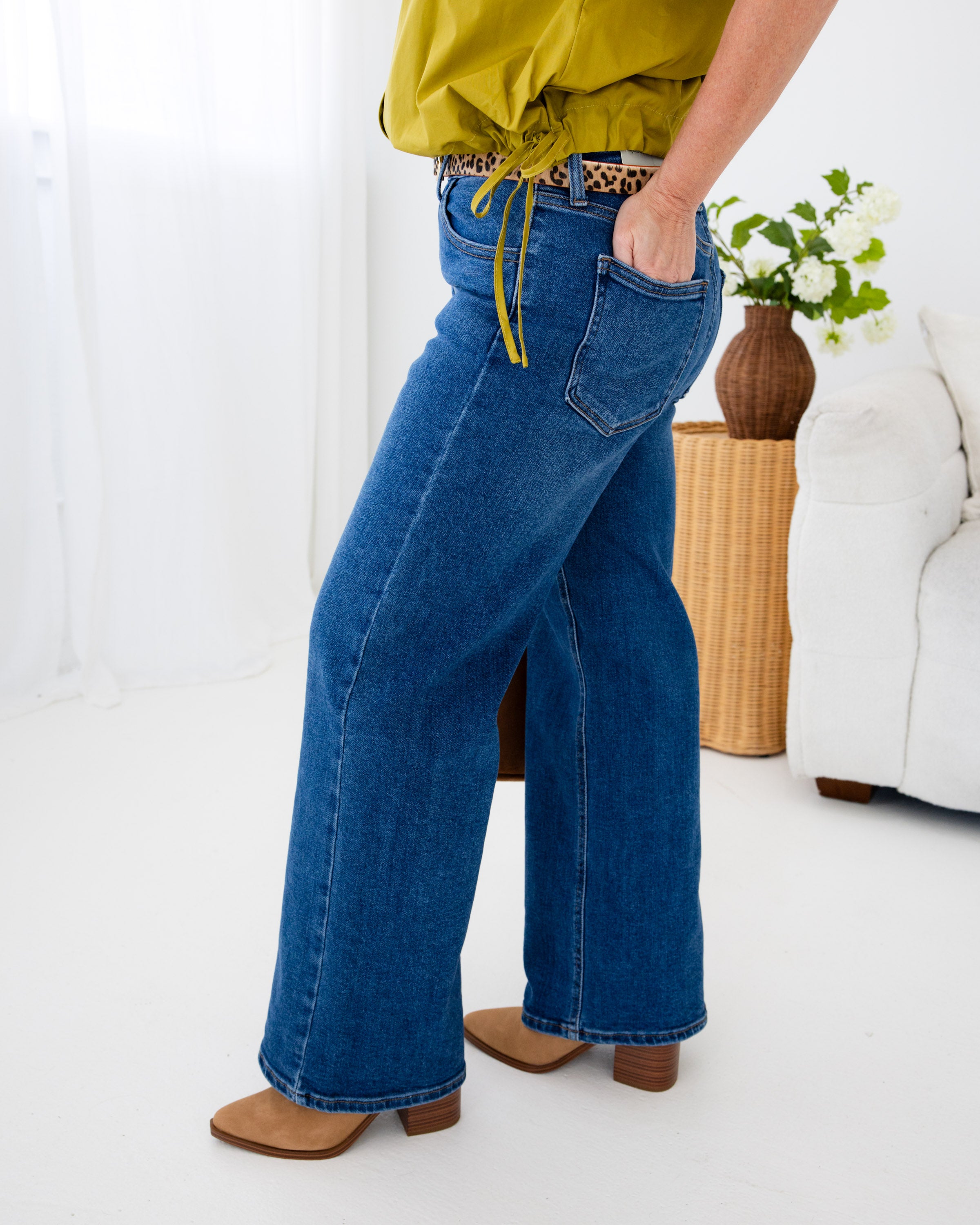 Just USA | Slim Wide Leg Jeans in Dark Denim