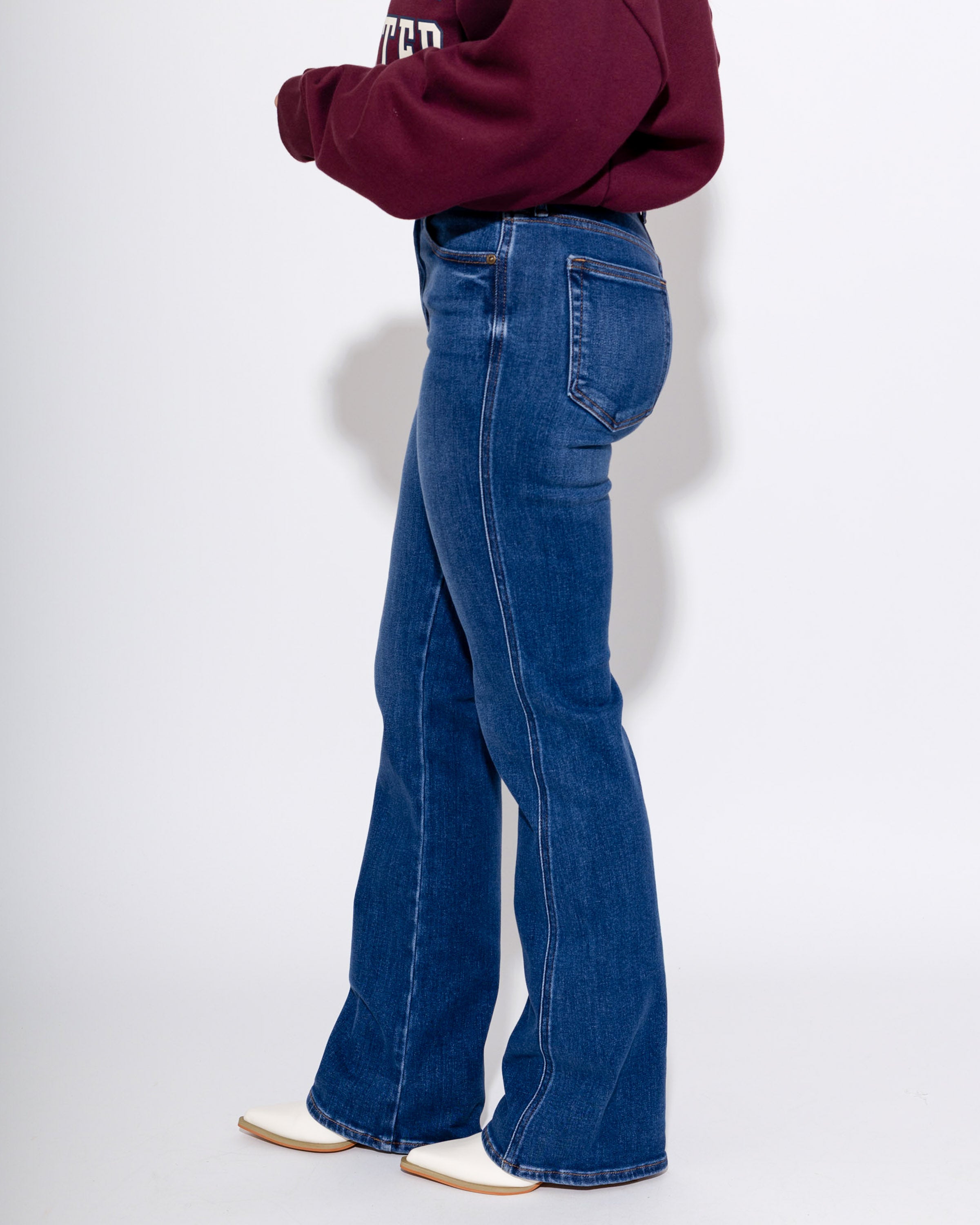 Dark Denim Seamed Bootcut Jeans