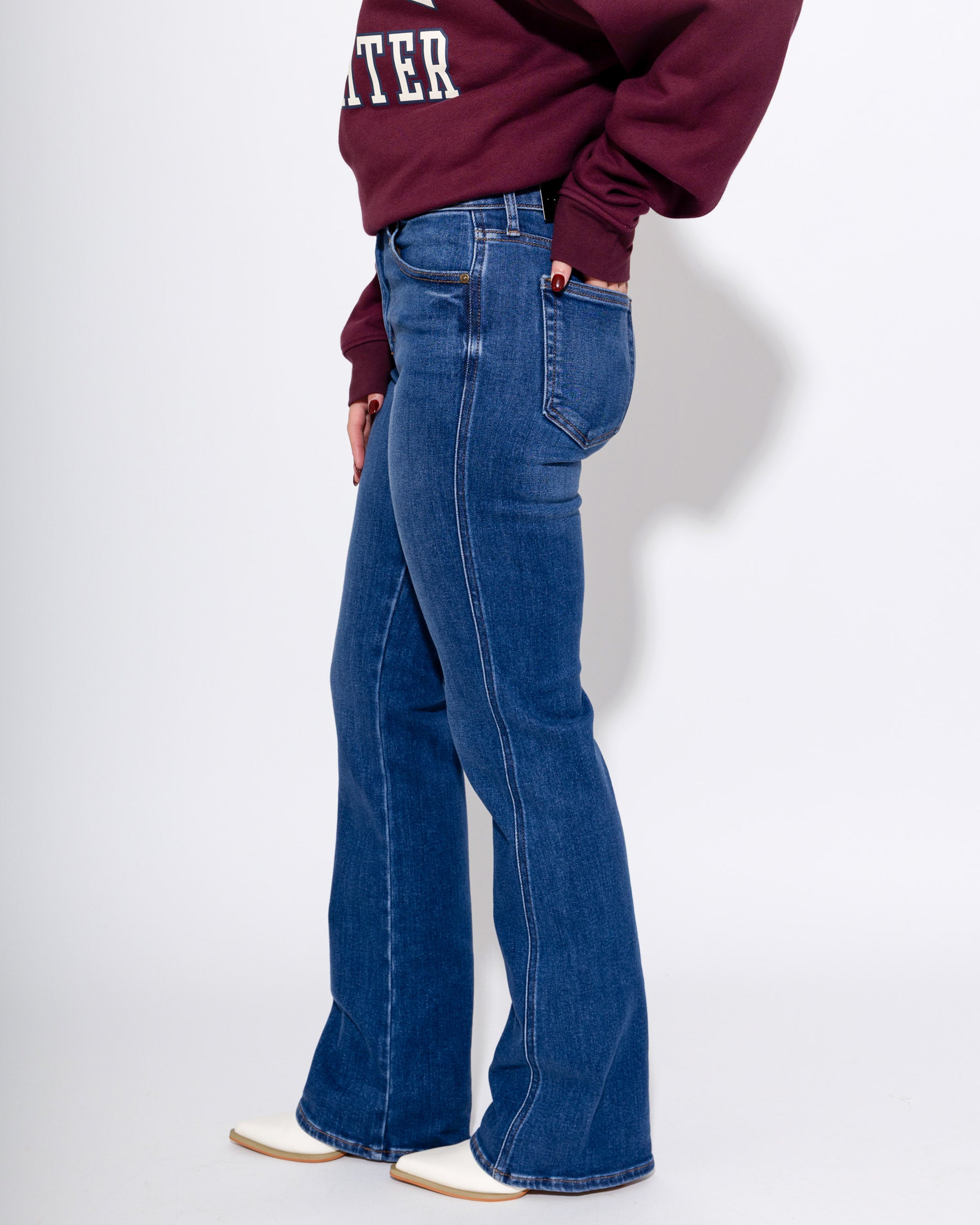 Dark Denim Seamed Bootcut Jeans