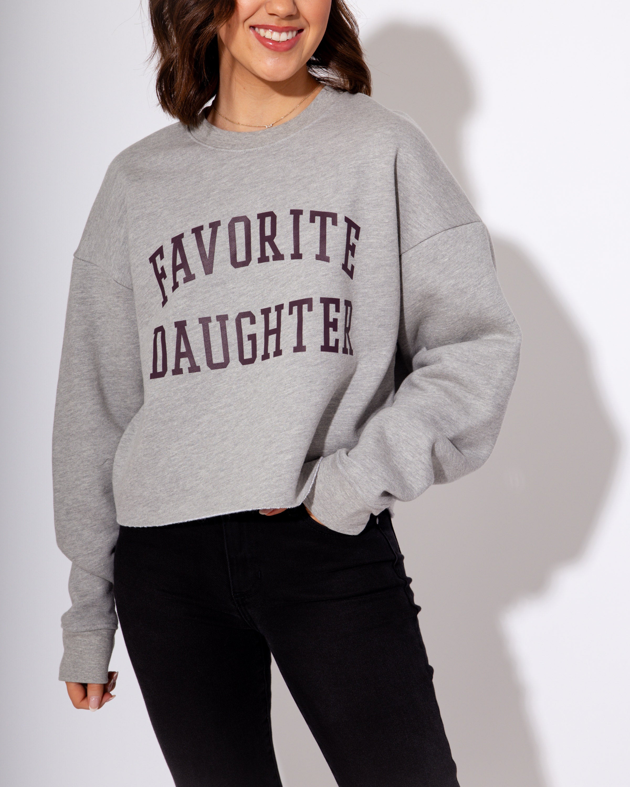 Favorite Daughter Cropped Sweatshirt in Heather Grey