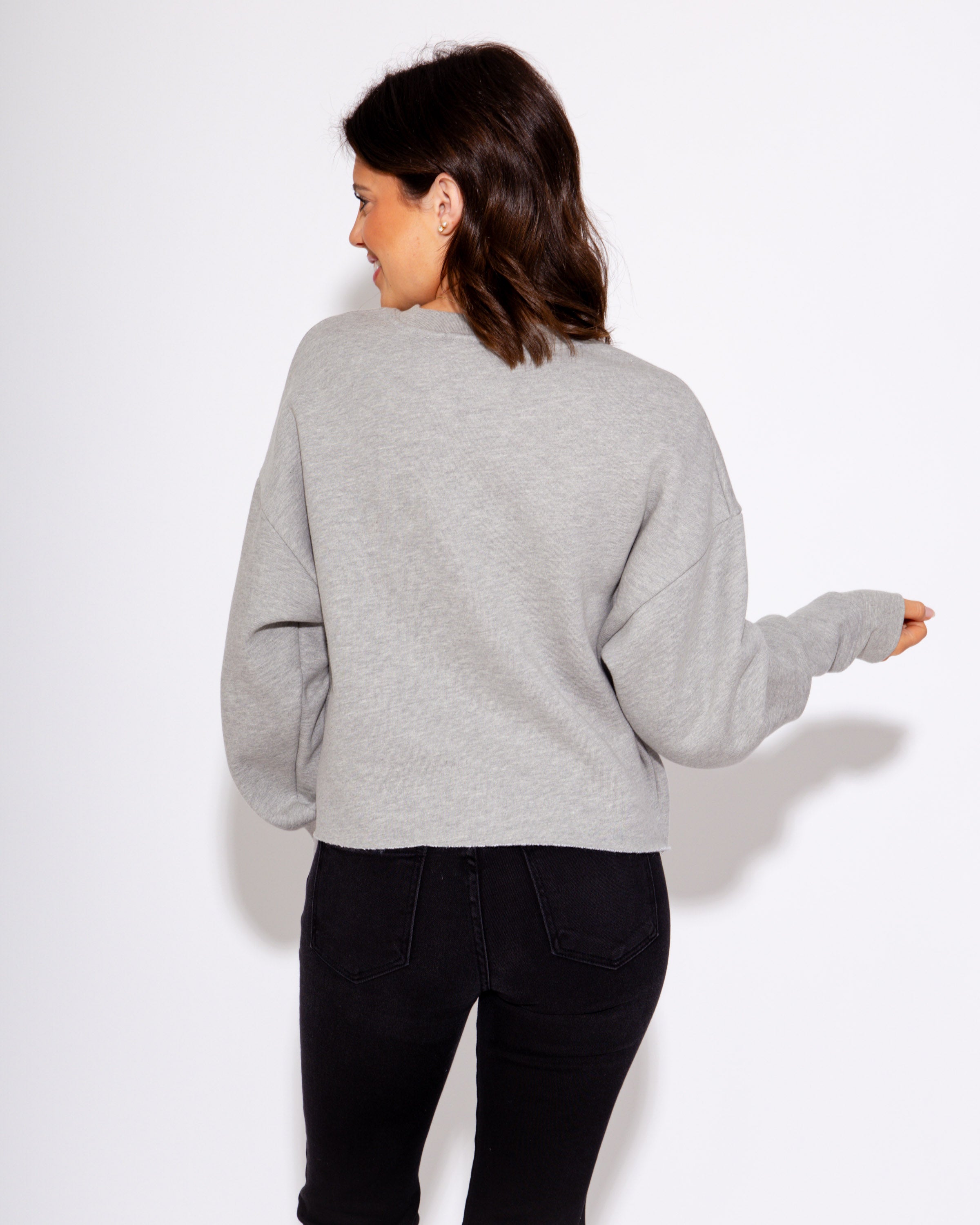 Favorite Daughter Cropped Sweatshirt in Heather Grey