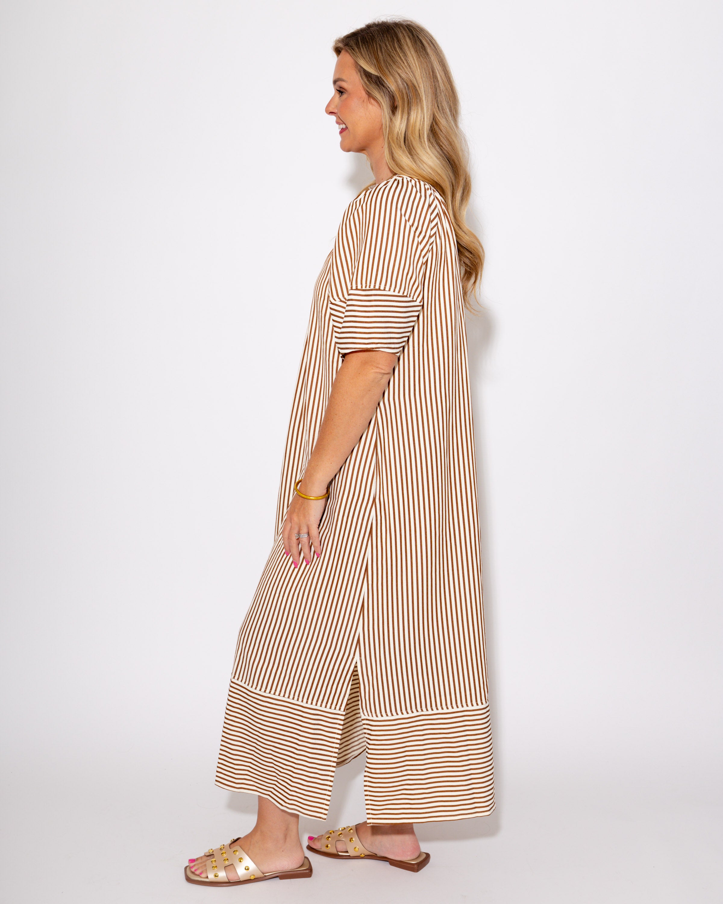 The Stripe & Slit Midi Dress