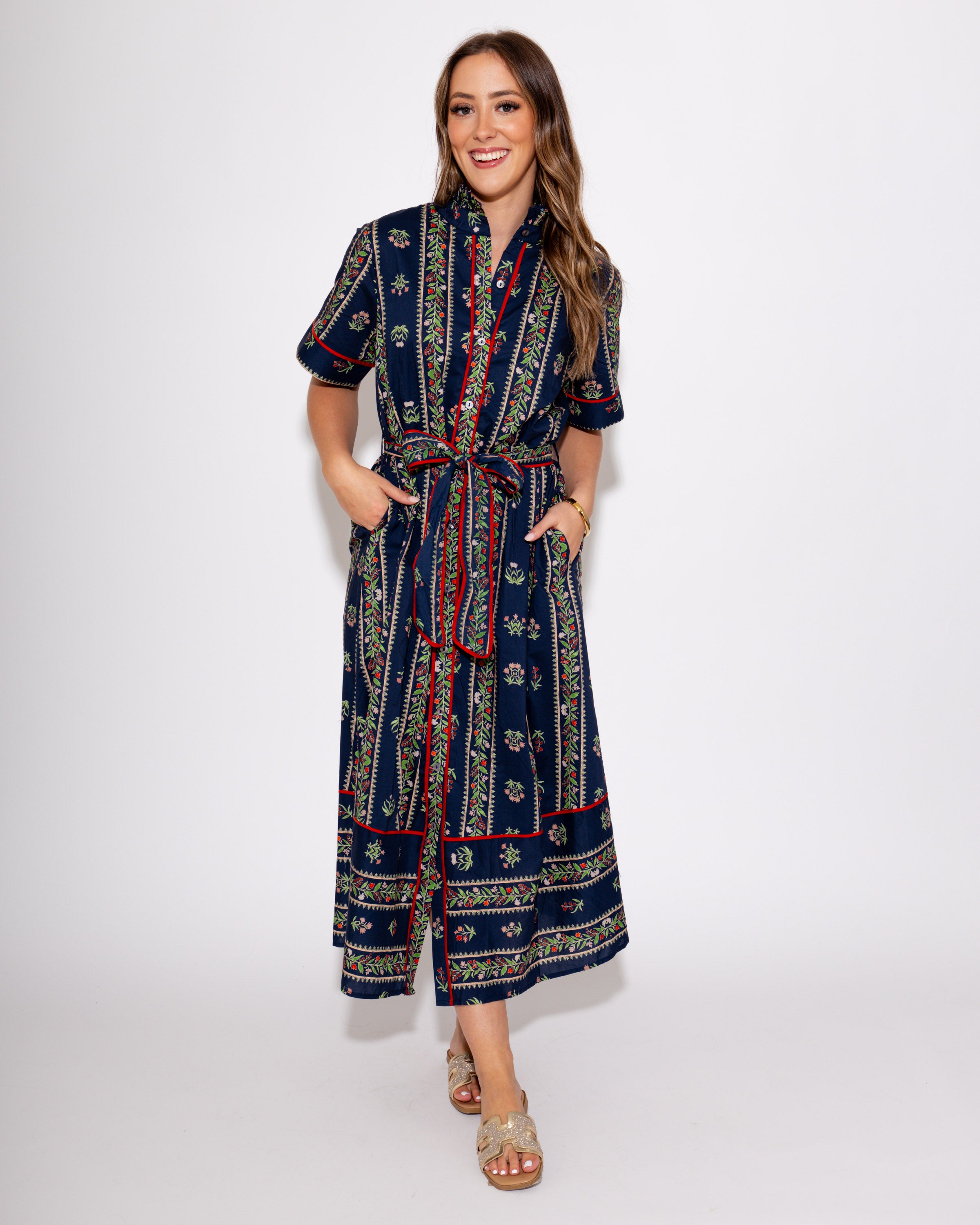 The Navy Border Bloom Midi