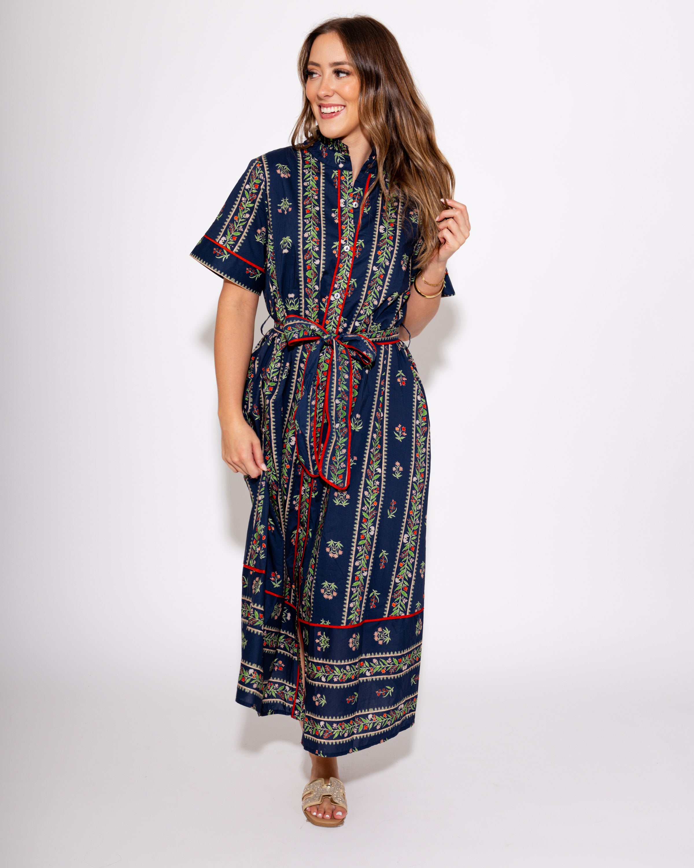 The Navy Border Bloom Midi