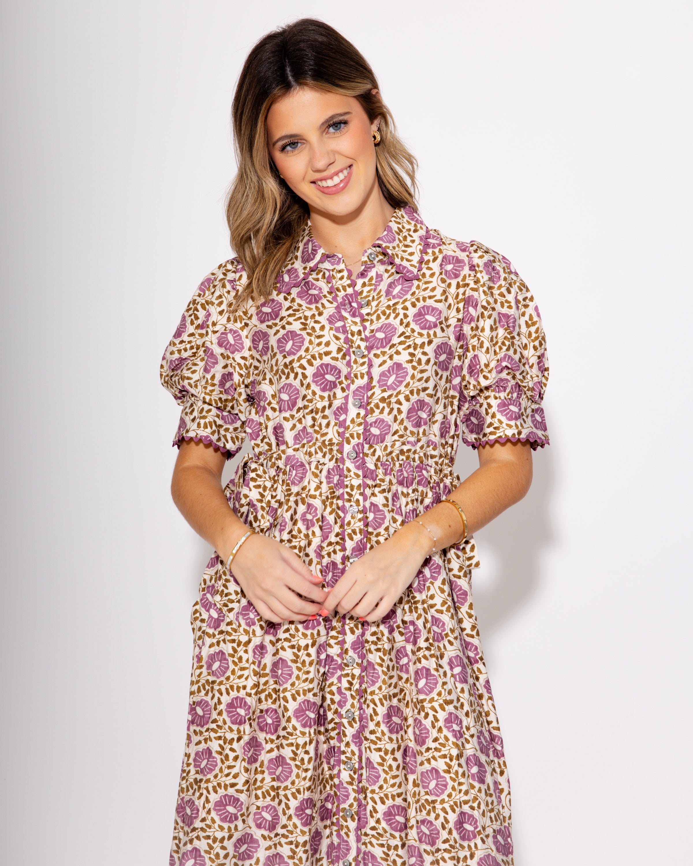 The Floral Breeze Midi Dress in Purple