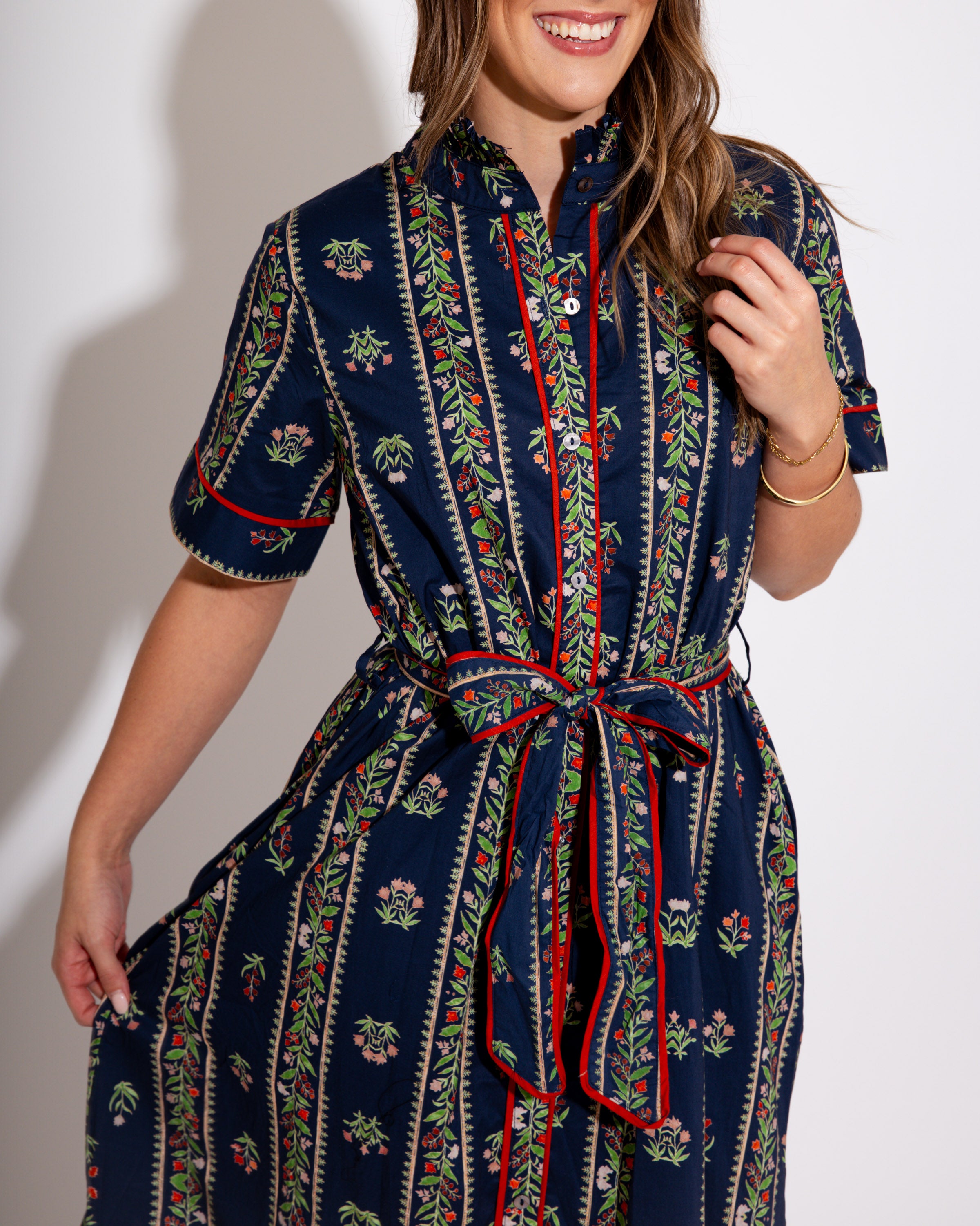The Navy Border Bloom Midi