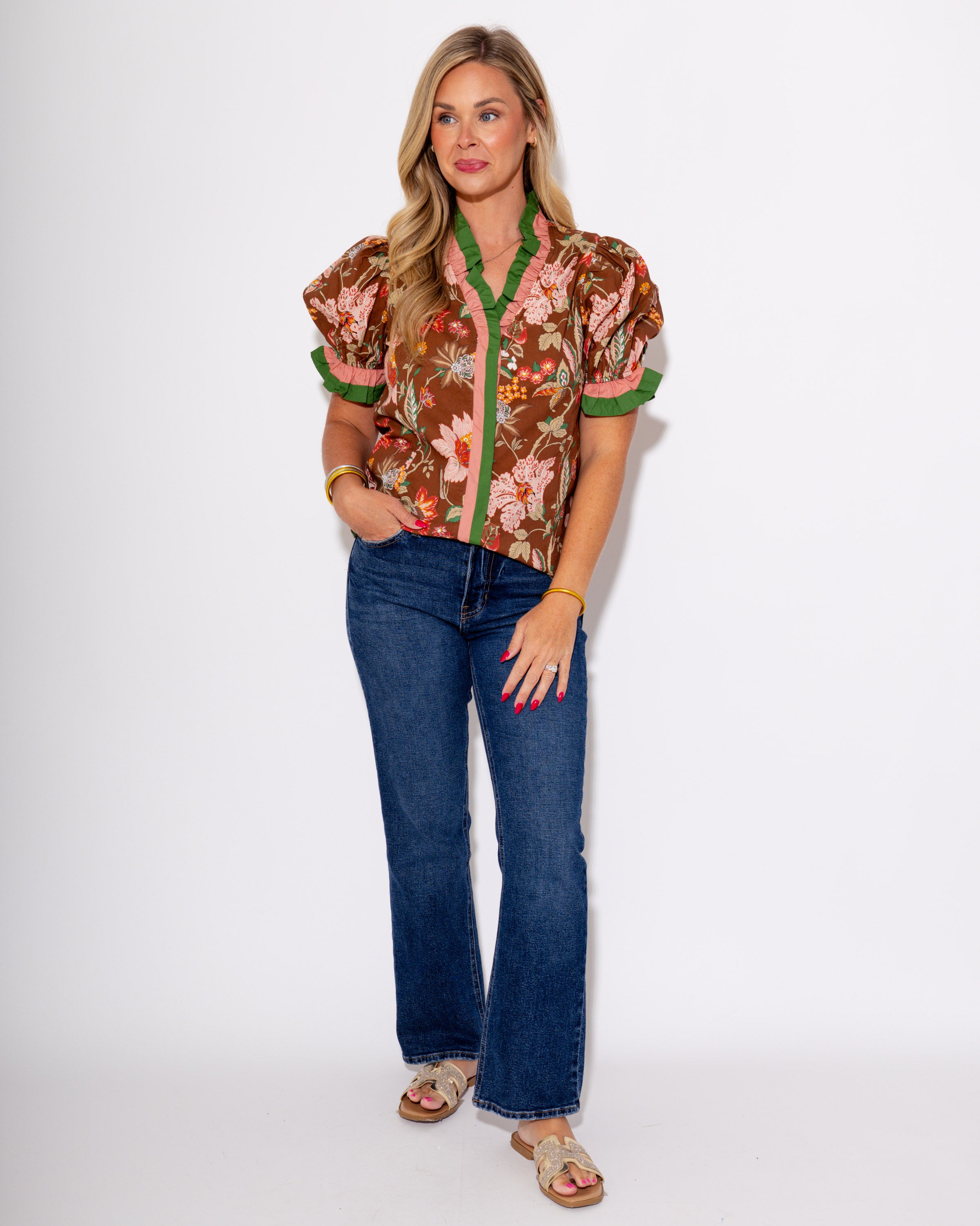 Puff & Petal Contrast Band Top