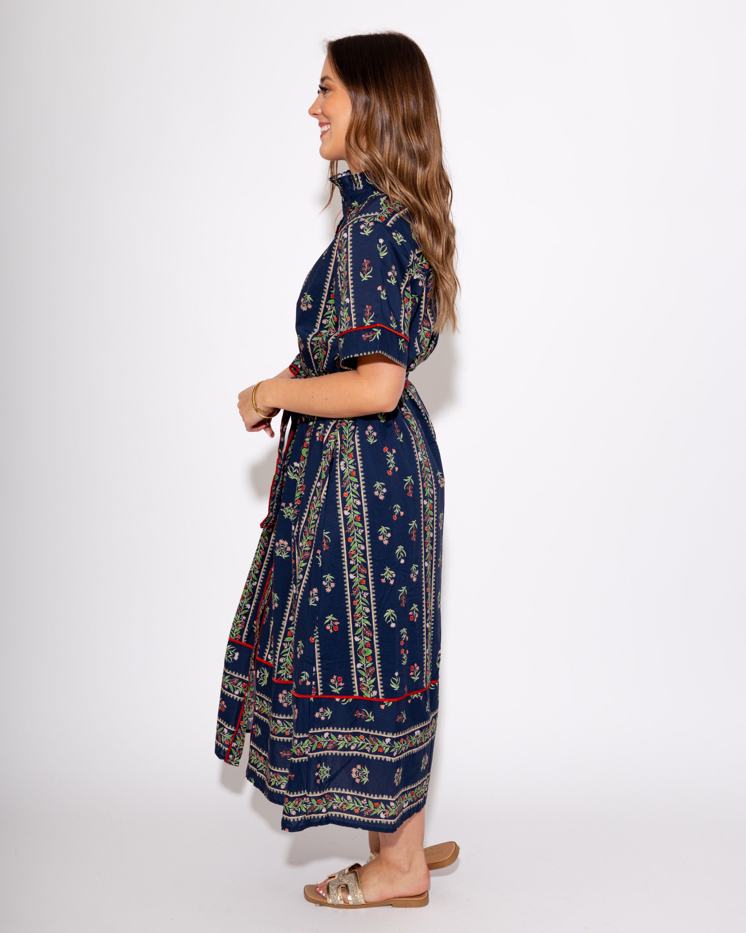 The Navy Border Bloom Midi