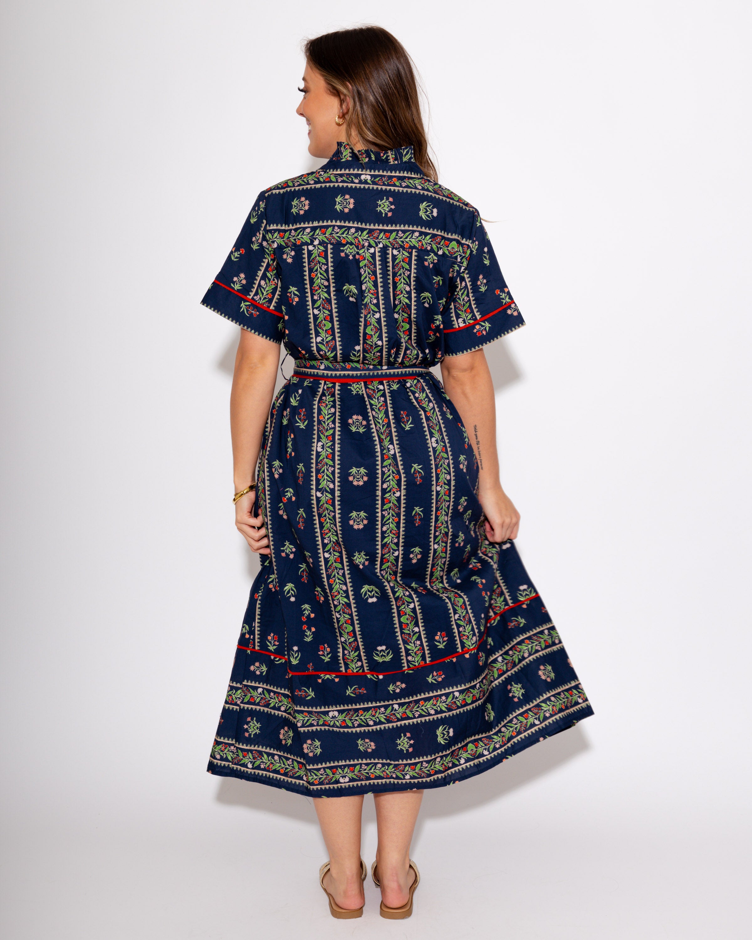 The Navy Border Bloom Midi