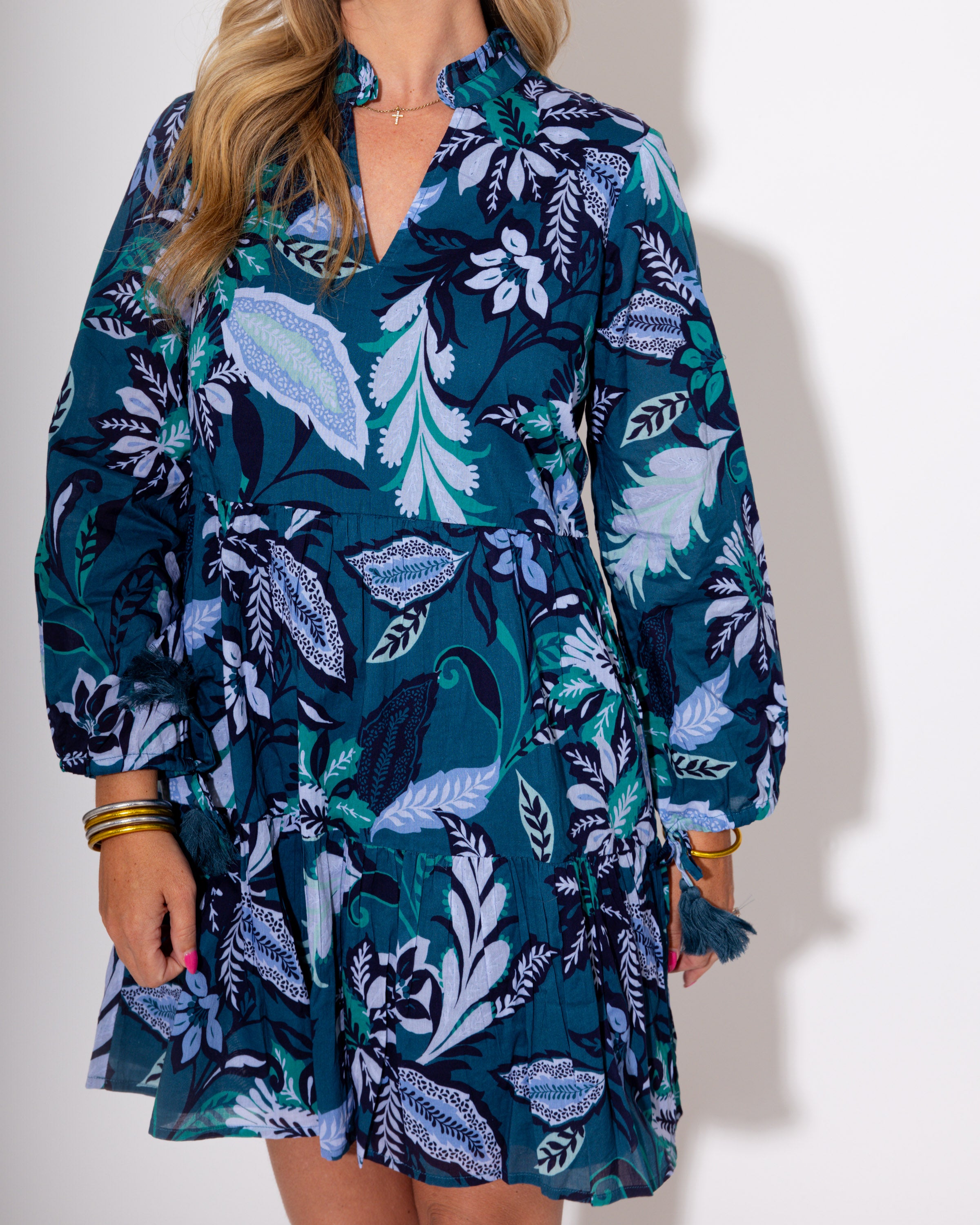 Jude Connally | Monaco Dress in Falling Floral Peacock