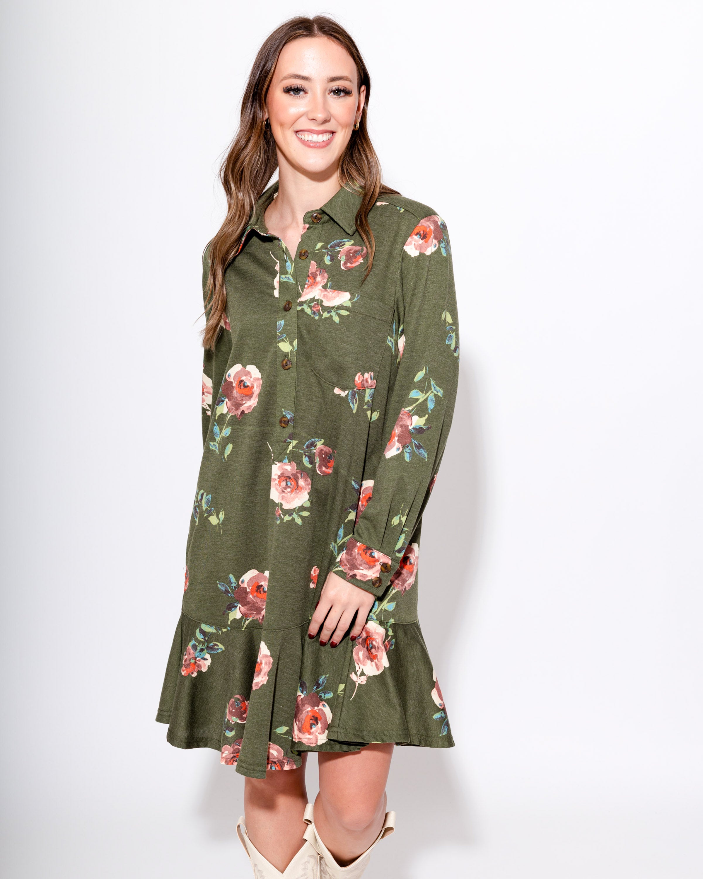 Ivy Jane | Floral Knit Shirt Dress
