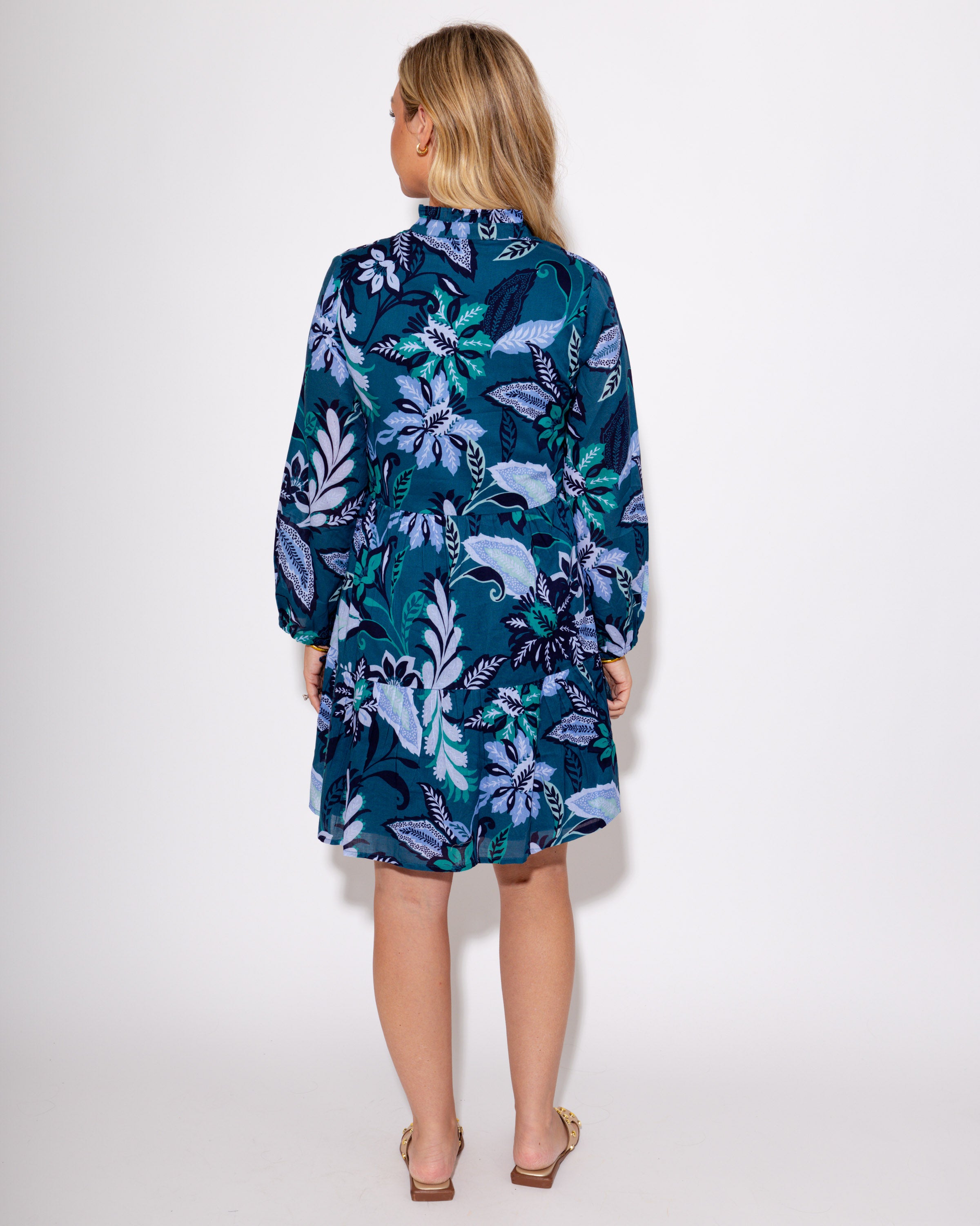 Jude Connally | Monaco Dress in Falling Floral Peacock