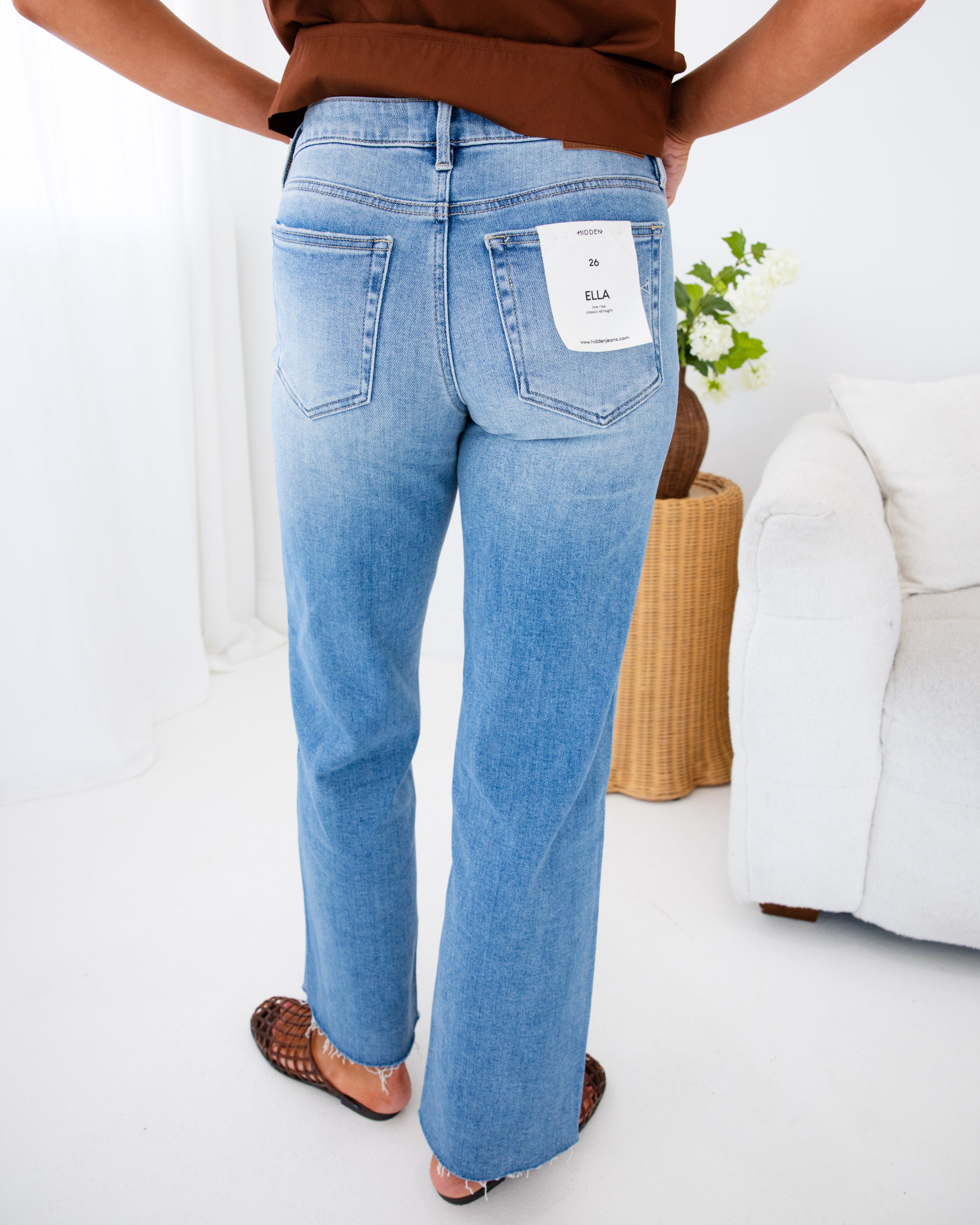 Ella Low Rise Straight Jeans in Medium Dark
