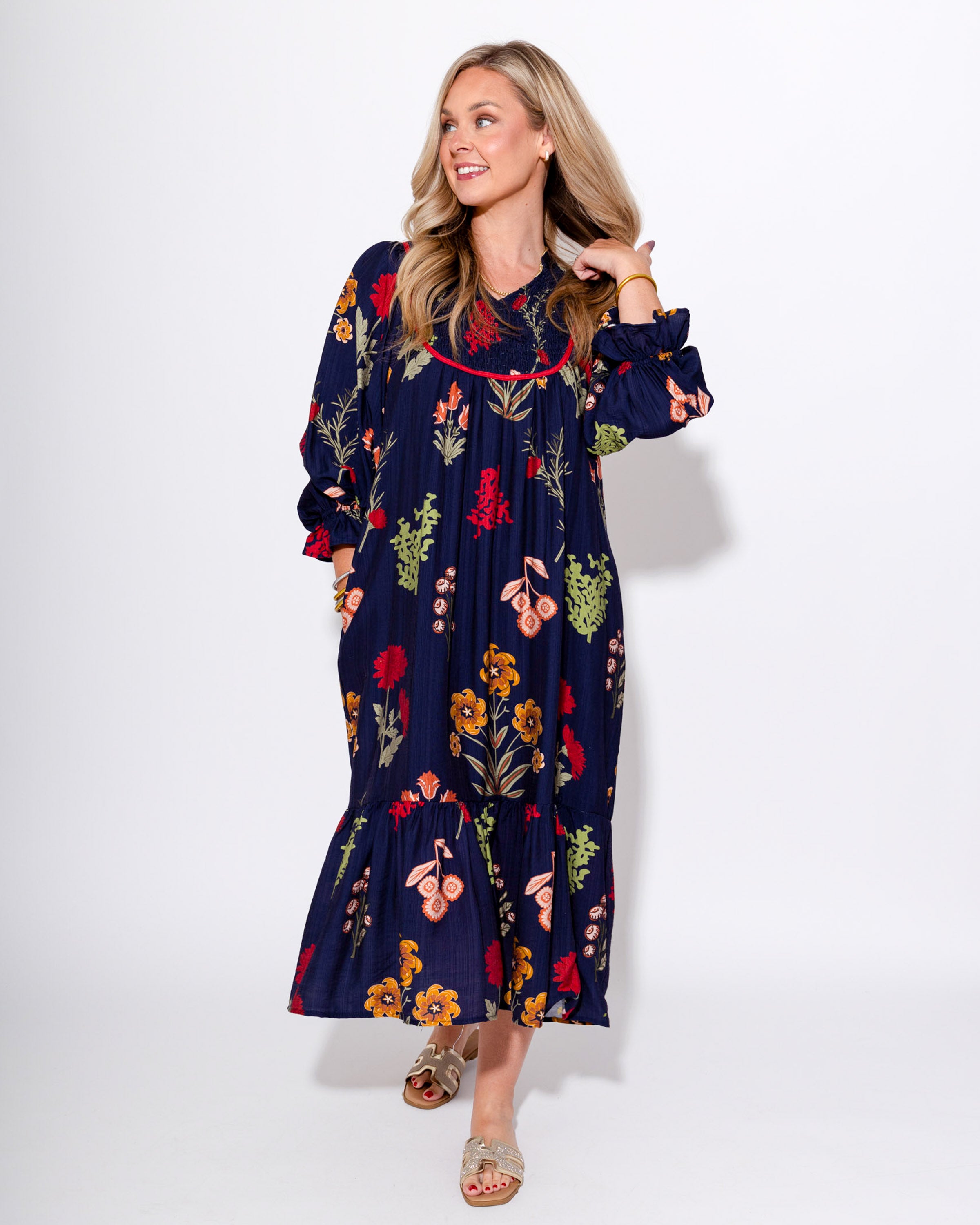 Relaxed Navy Tiered Dress