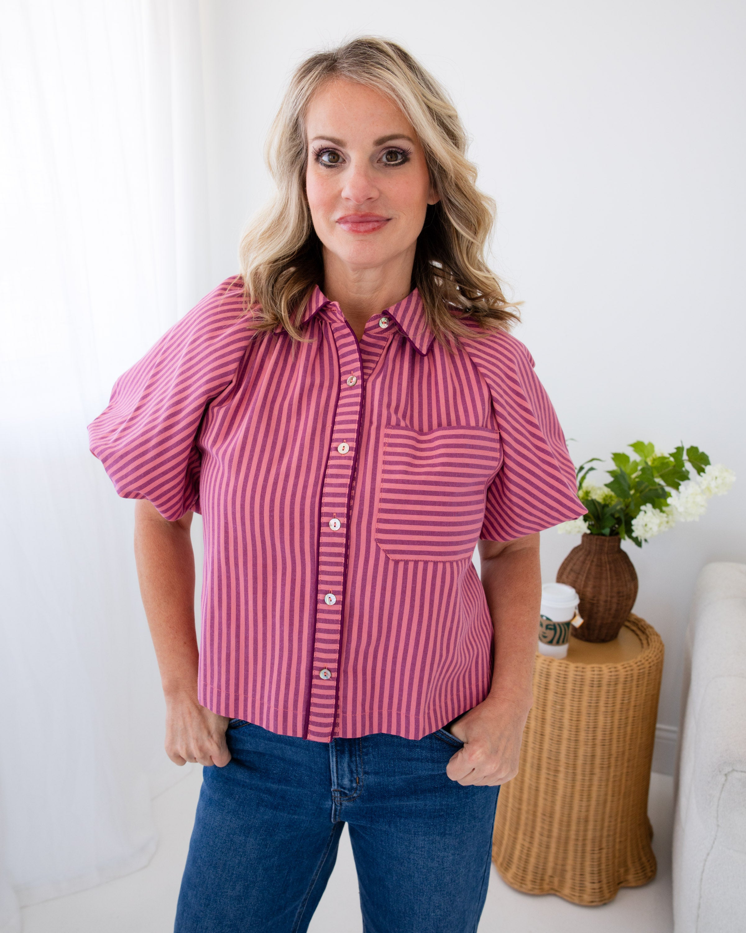 Classic Charm Stripe Top in Marsala