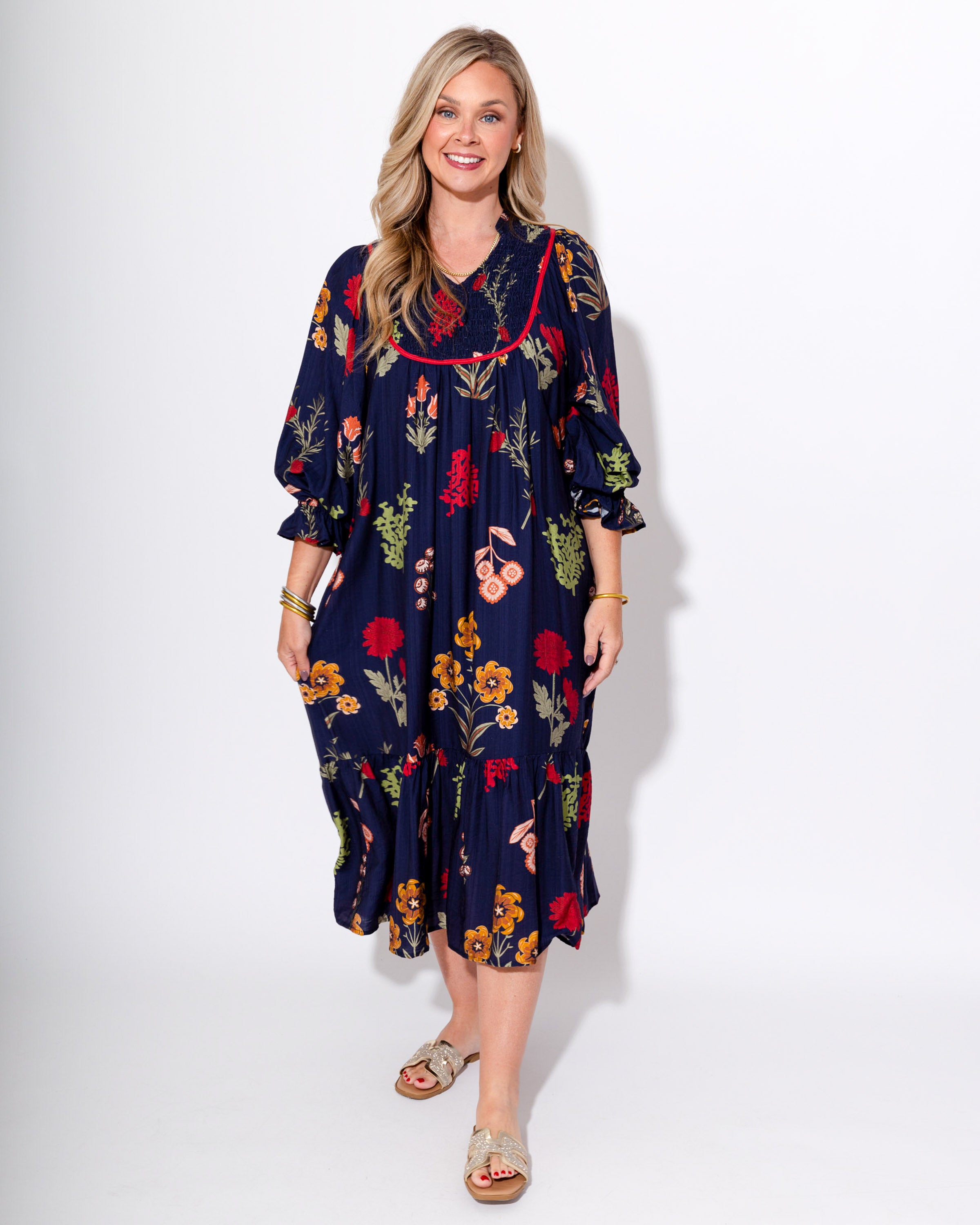 Relaxed Navy Tiered Dress