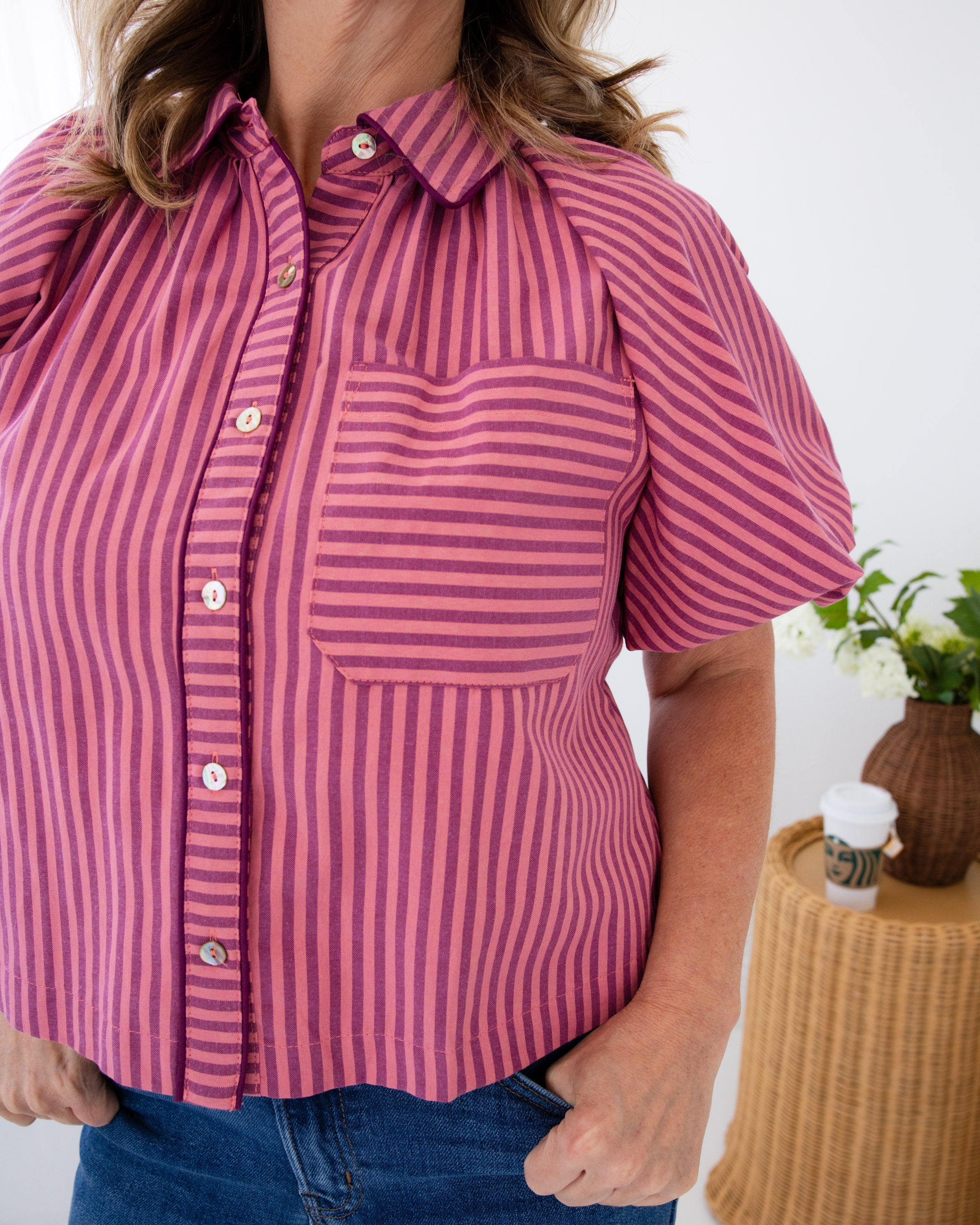 Classic Charm Stripe Top in Marsala