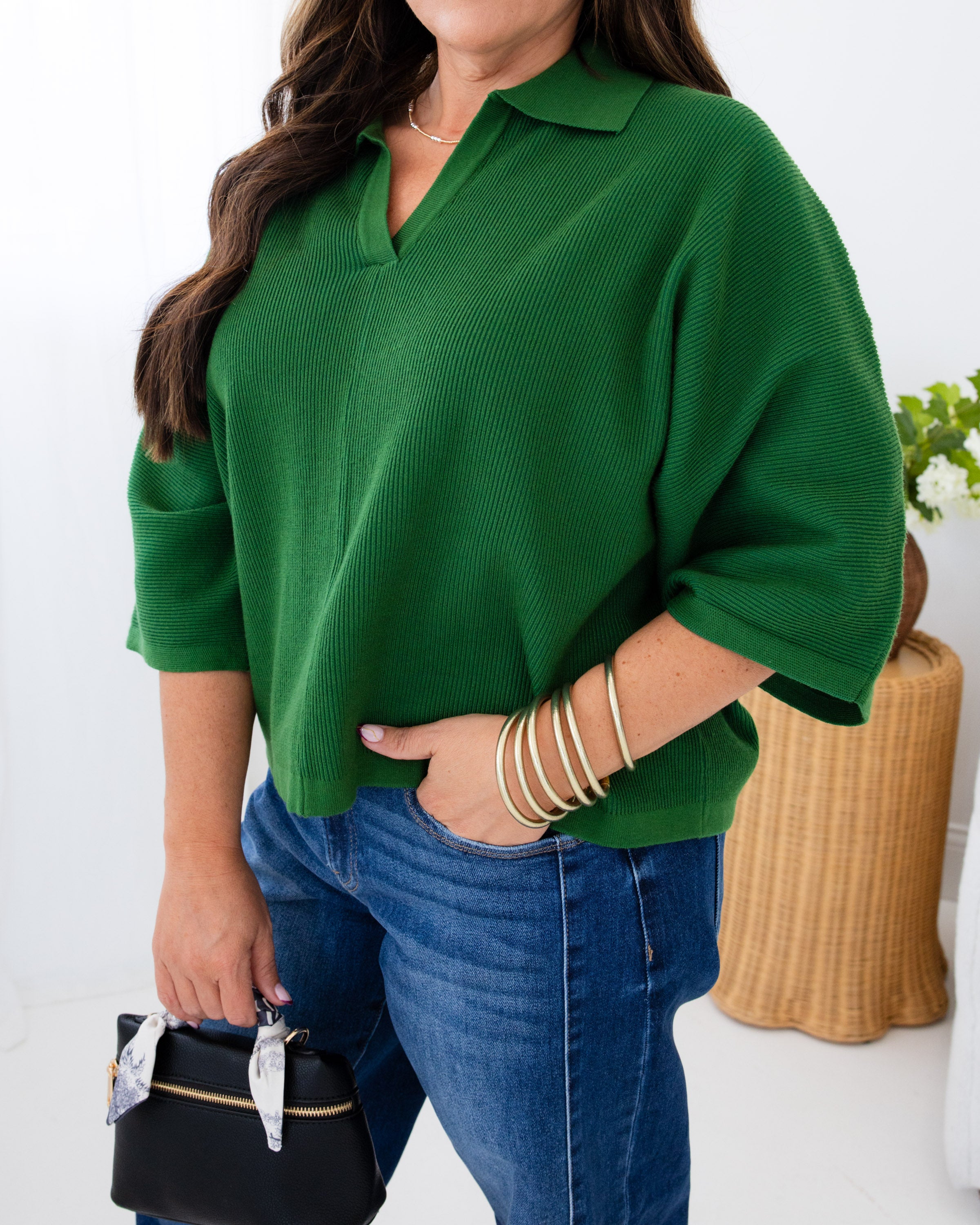 Easy Elegance Knit Top in Moss