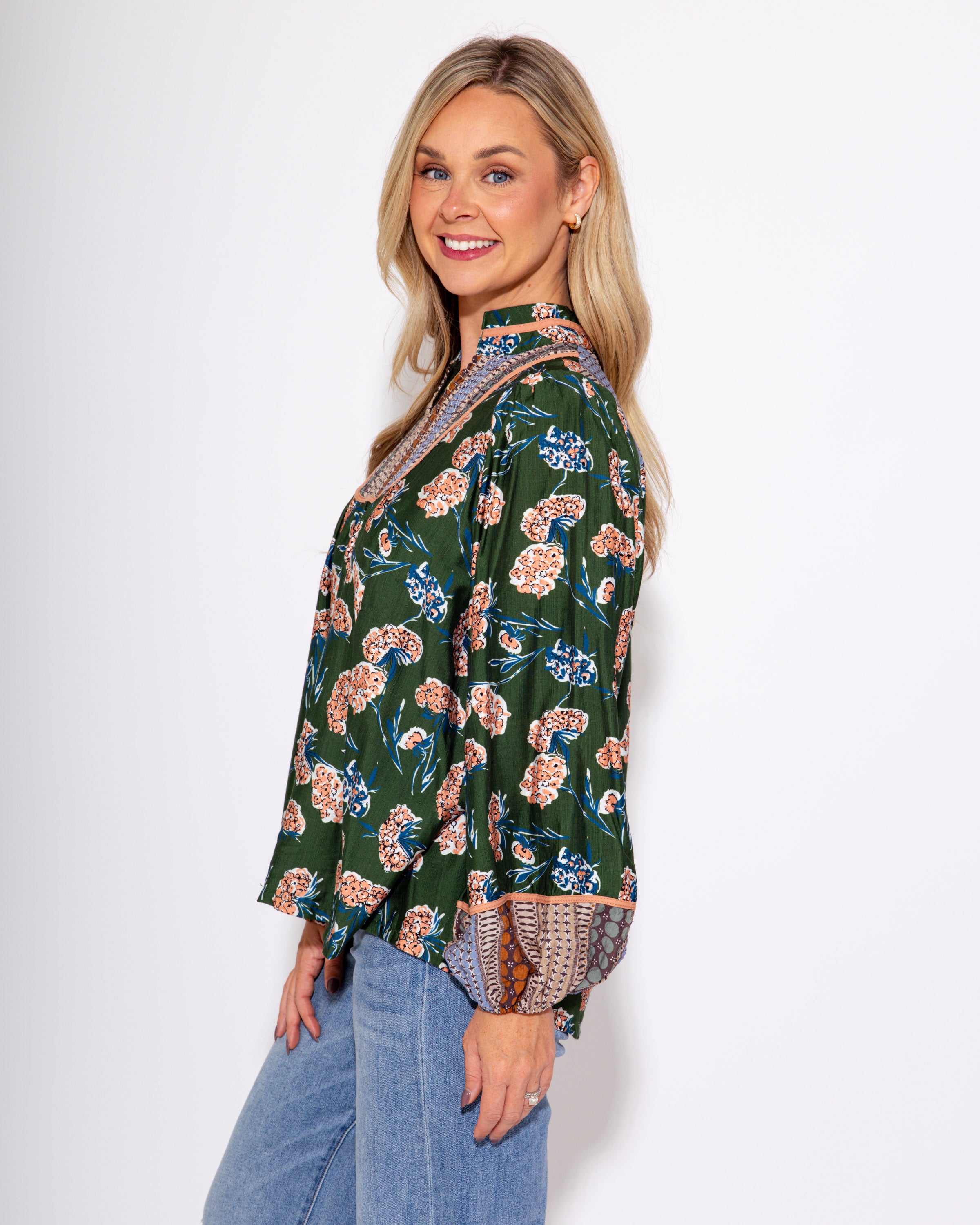 High Neck Puff Sleeve Blouse