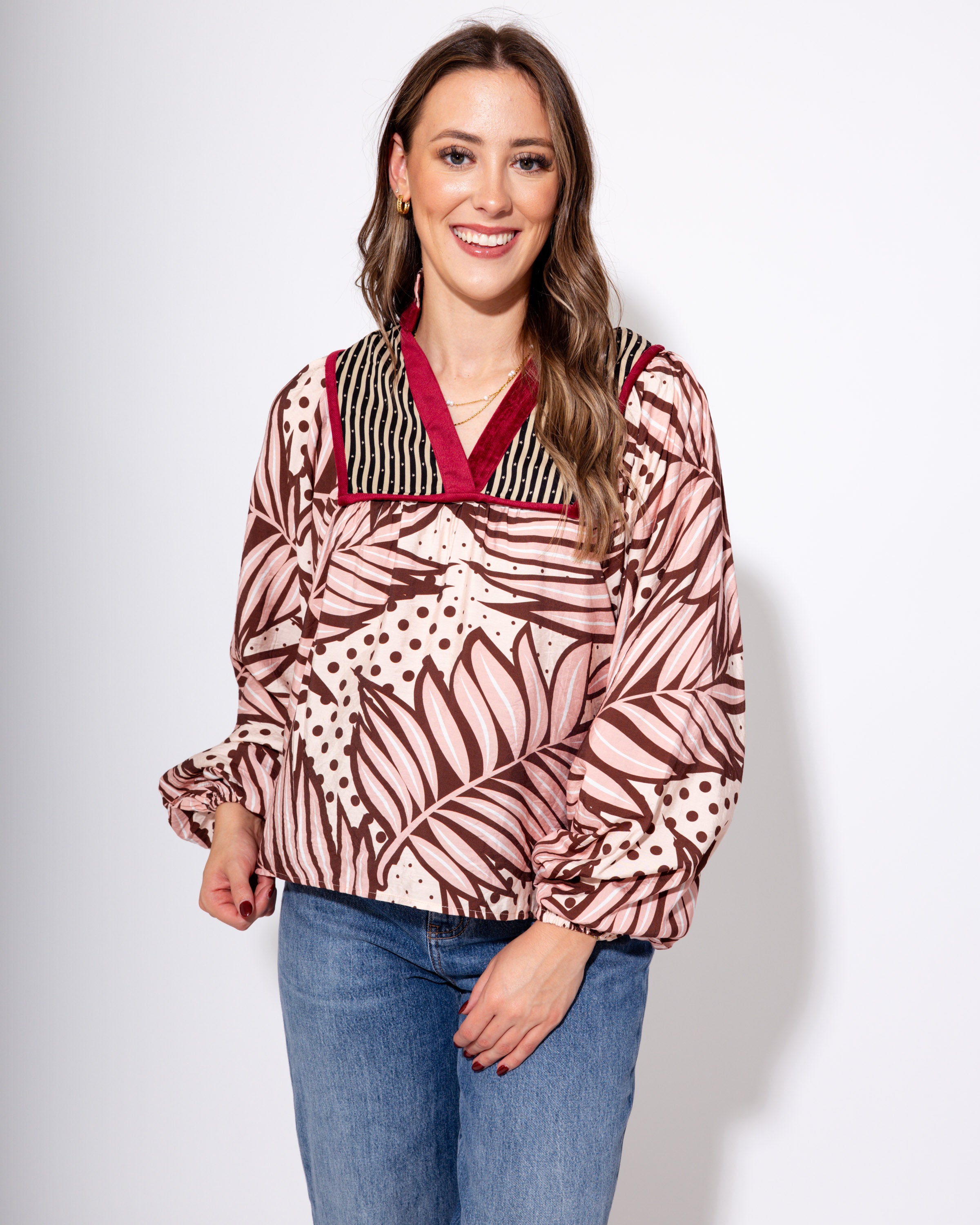 Burgundy Bloom Mix Top