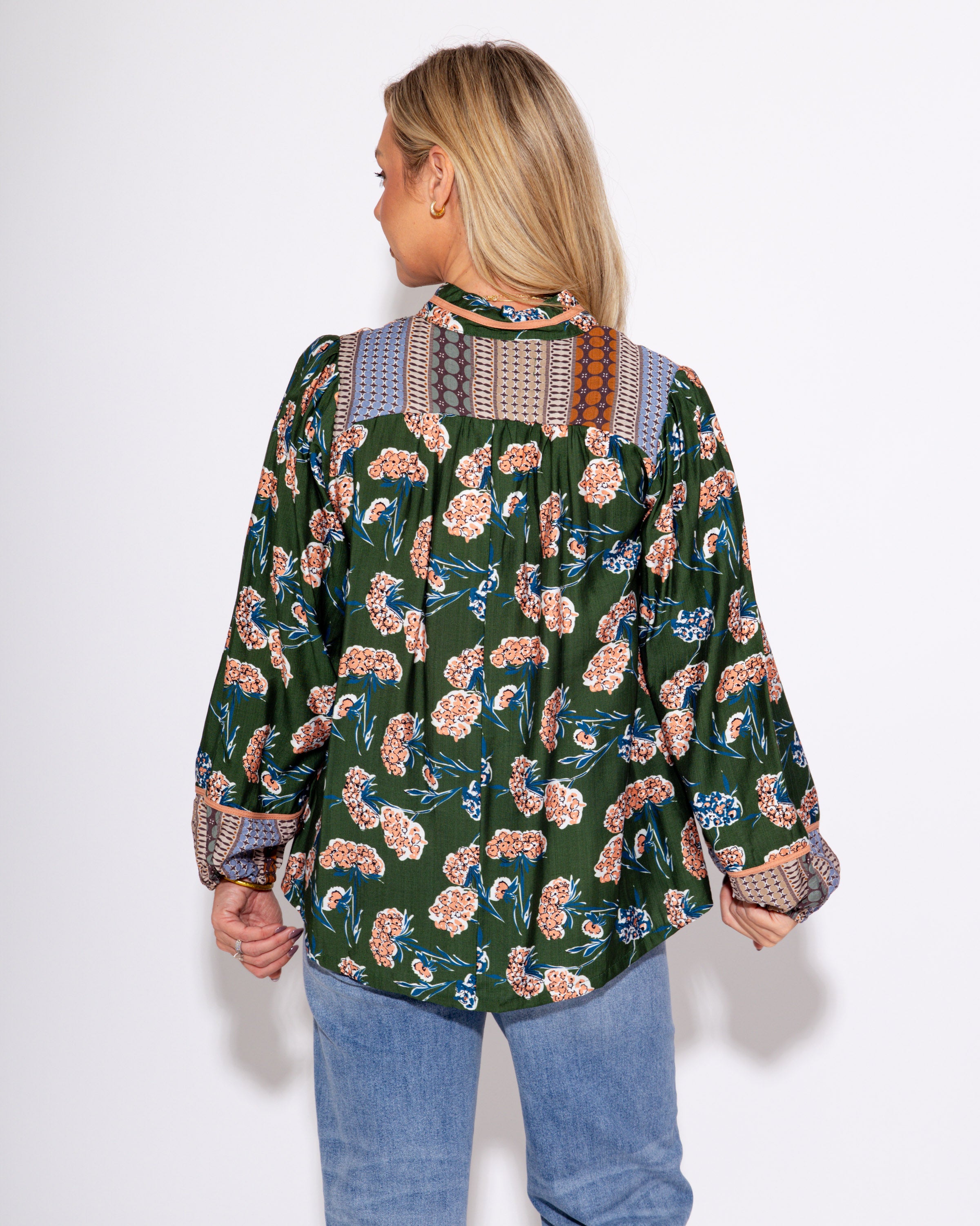 High Neck Puff Sleeve Blouse