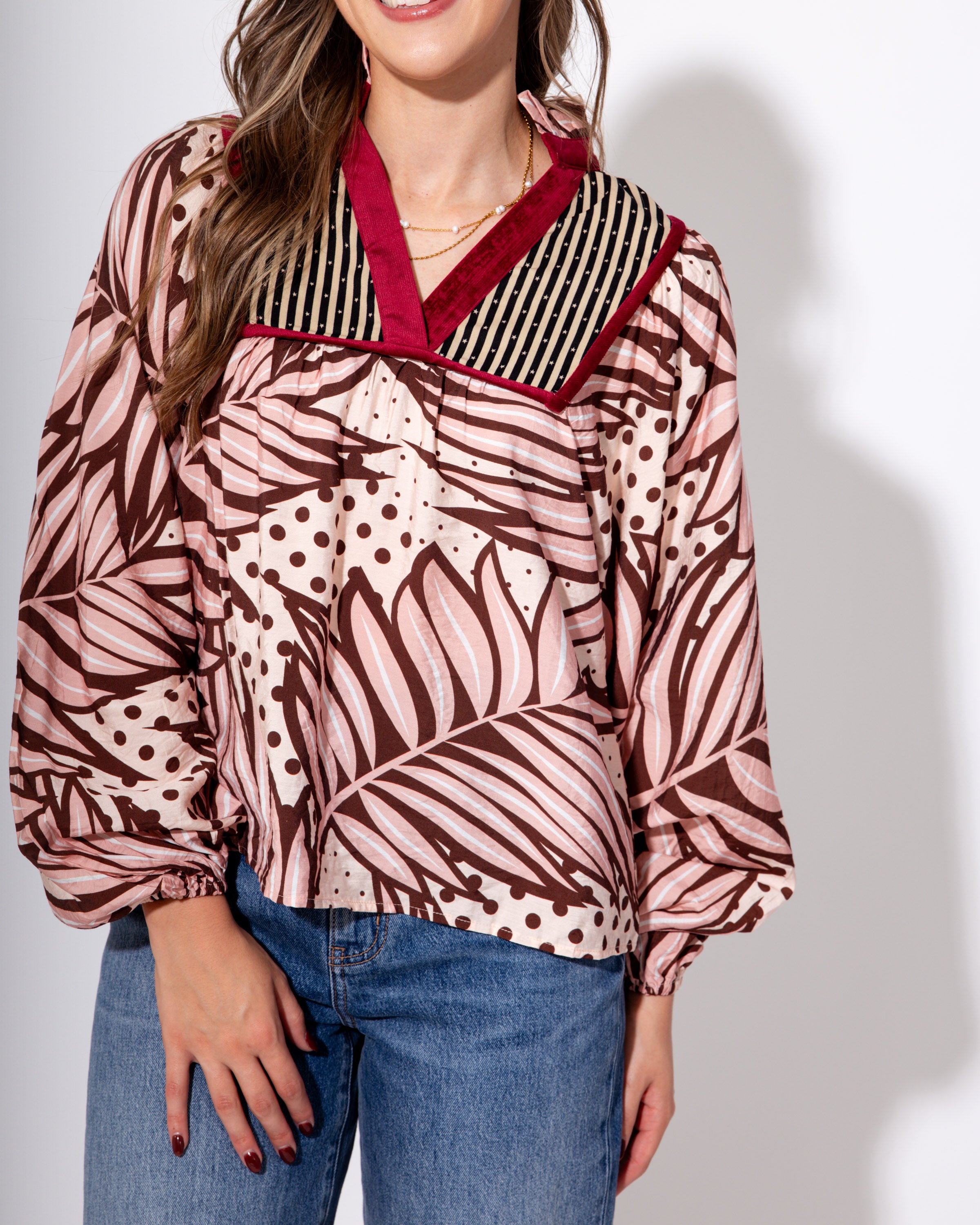 Burgundy Bloom Mix Top