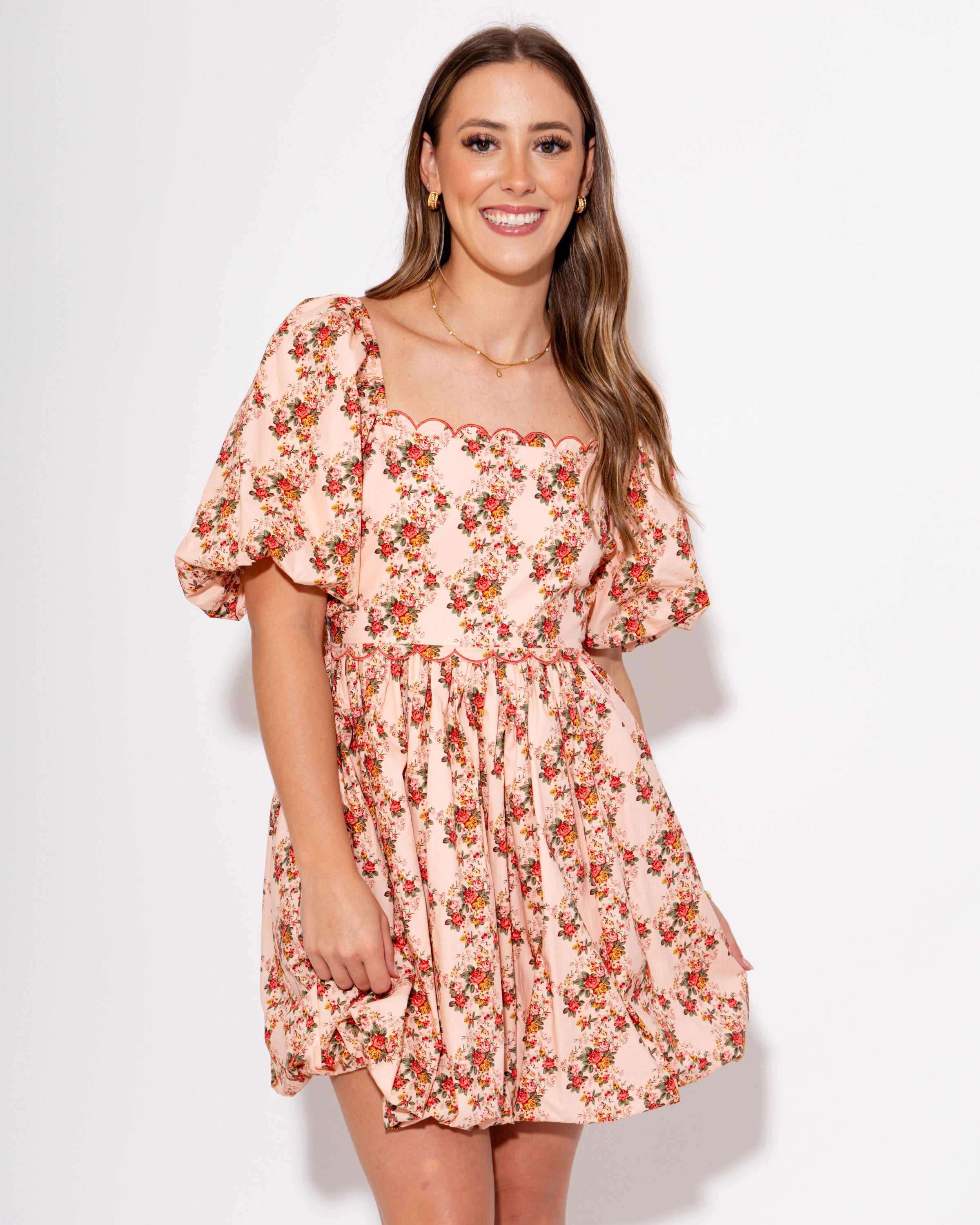 Scallop Bloom Bubble Mini Dress