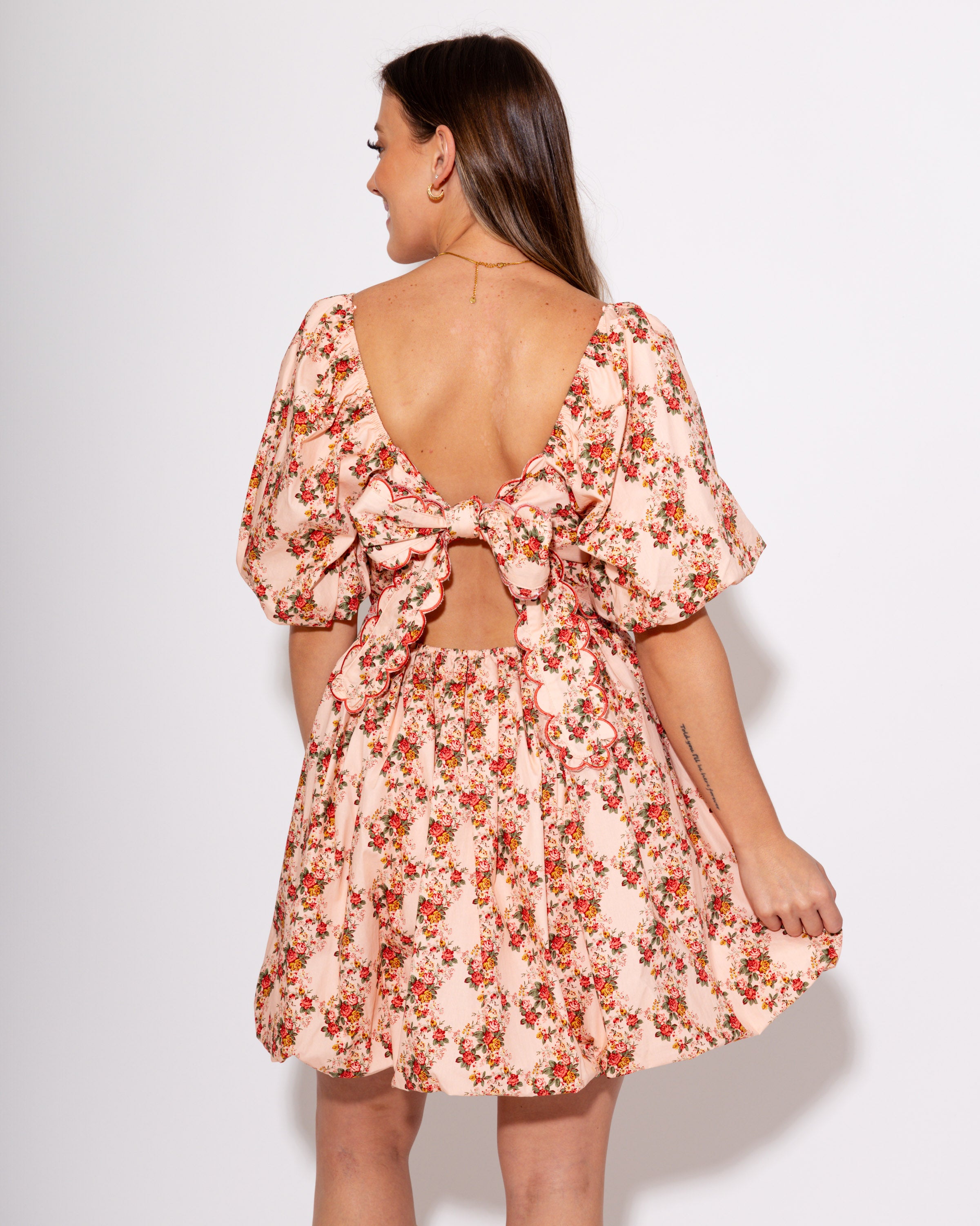 Scallop Bloom Bubble Mini Dress
