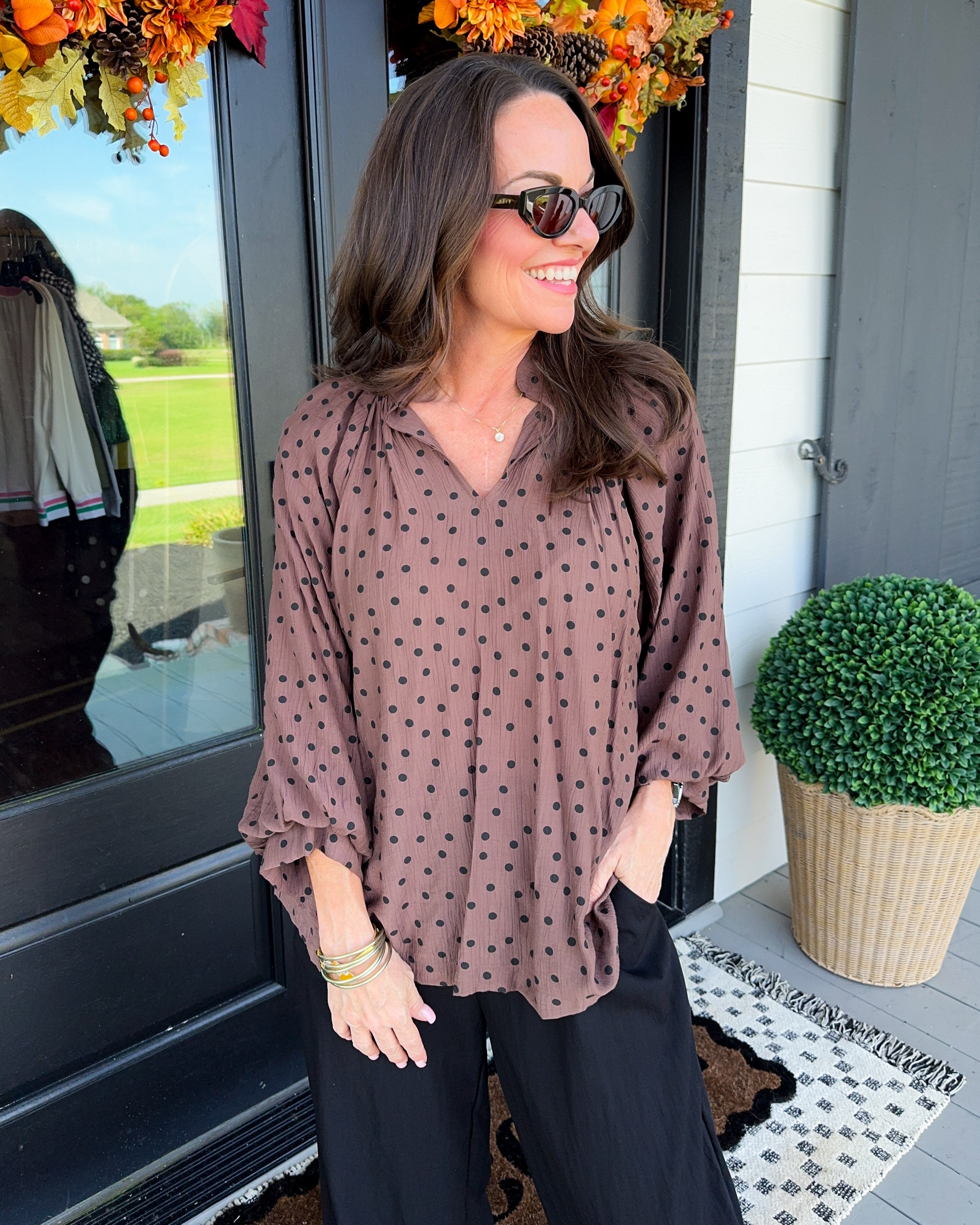 Polka Dot Charm Top in Chocolate