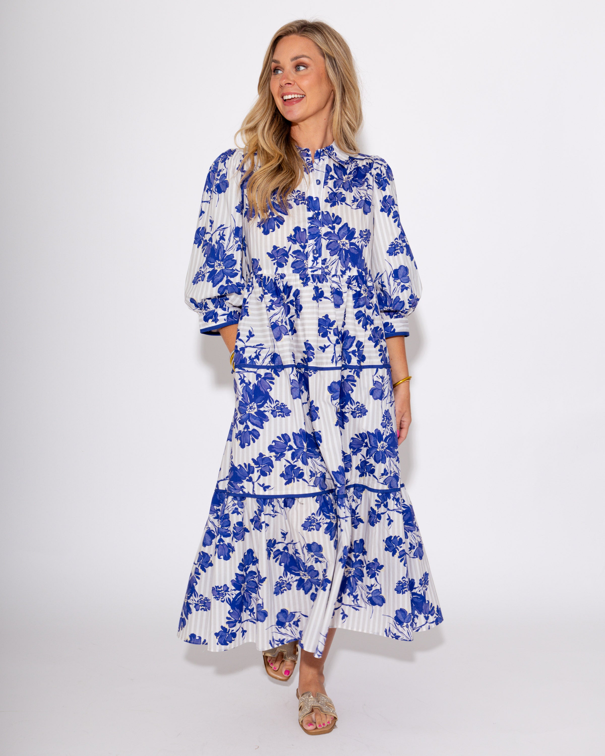 Blossoms & Bands Midi Dress