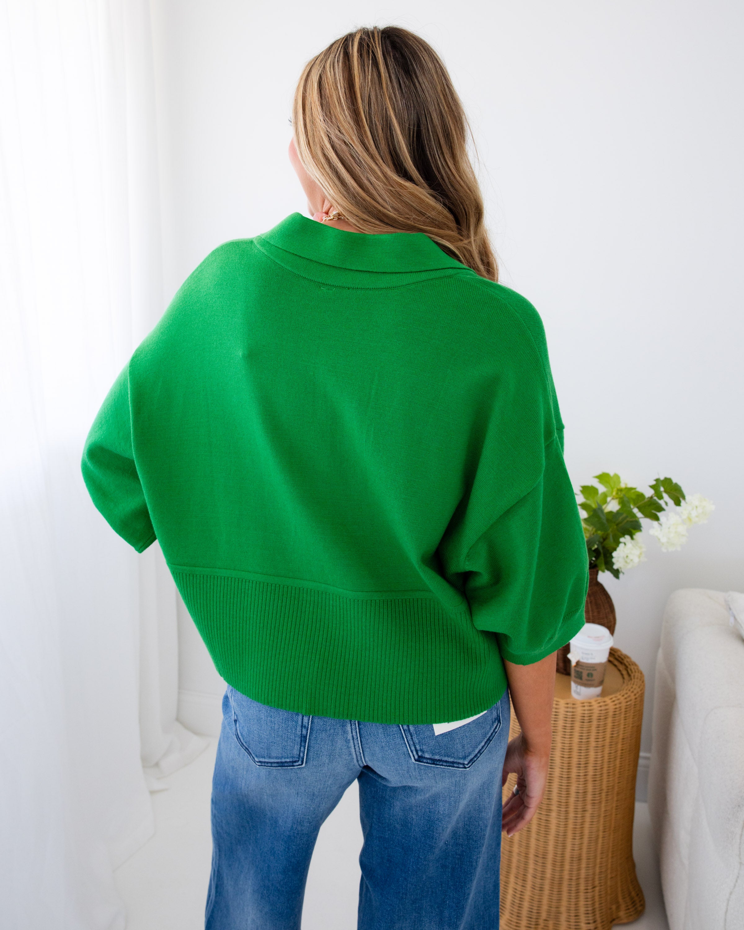 Classic Collar Sweater in Kelly Green