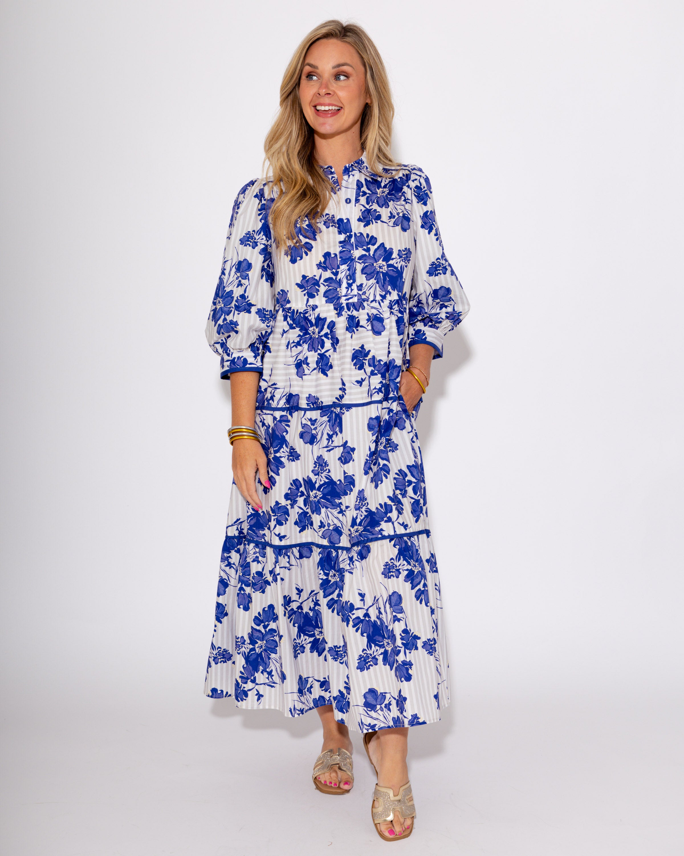 Blossoms & Bands Midi Dress